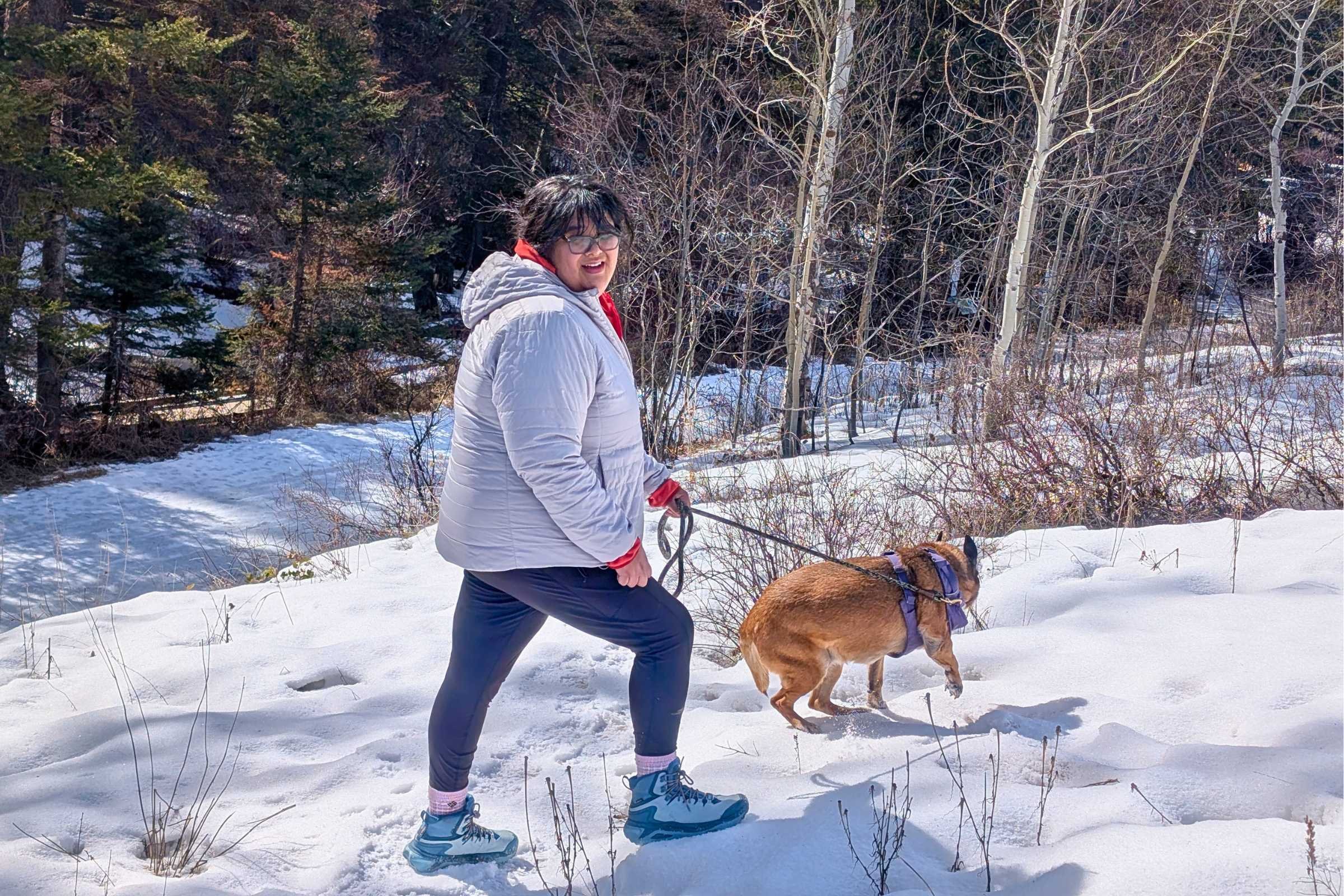 Wearing the REI Microtrek Hoodie on a cold day in mid March.