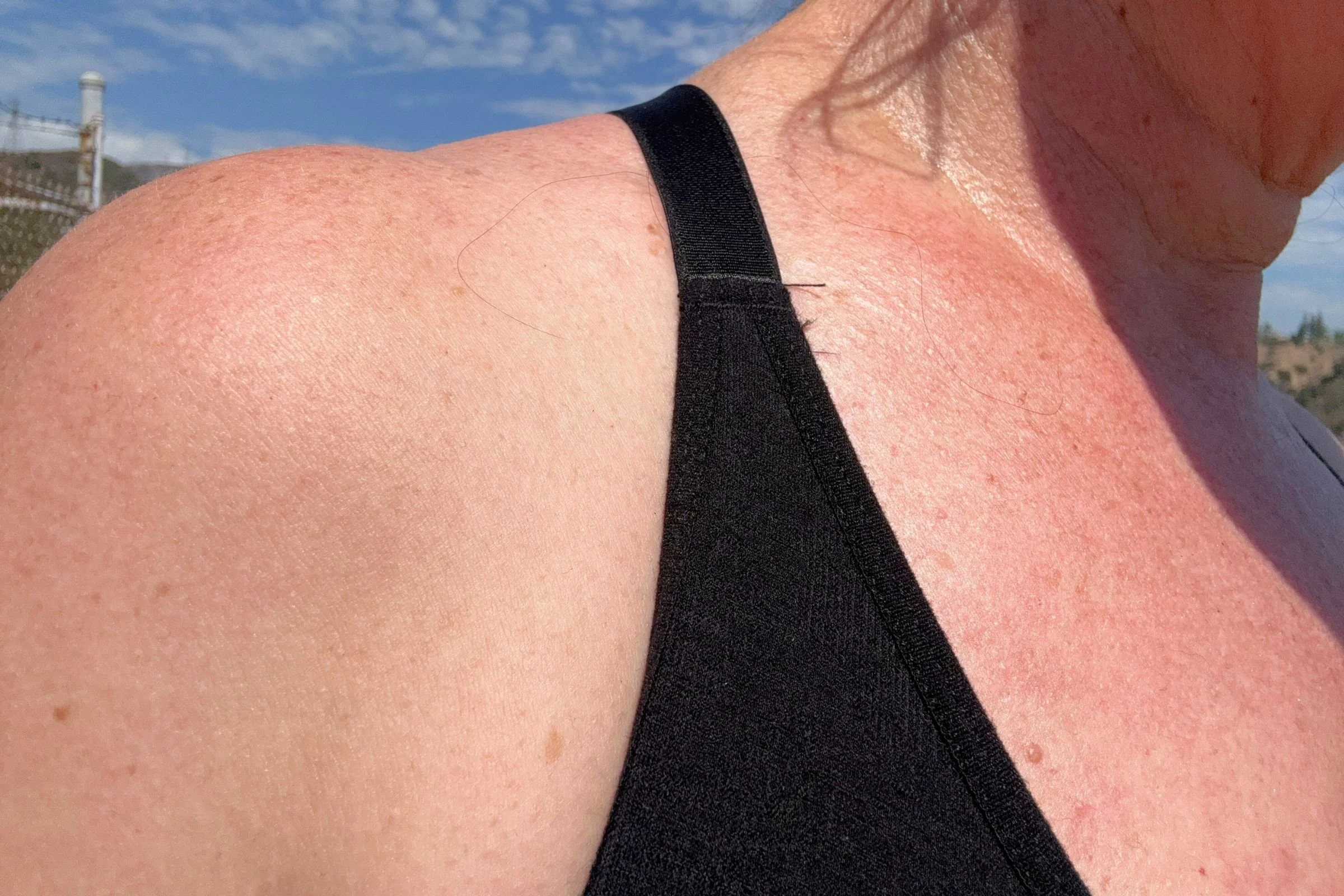 A closeup of the BRANWYN Essential Supreme bra's shoulder straps.
