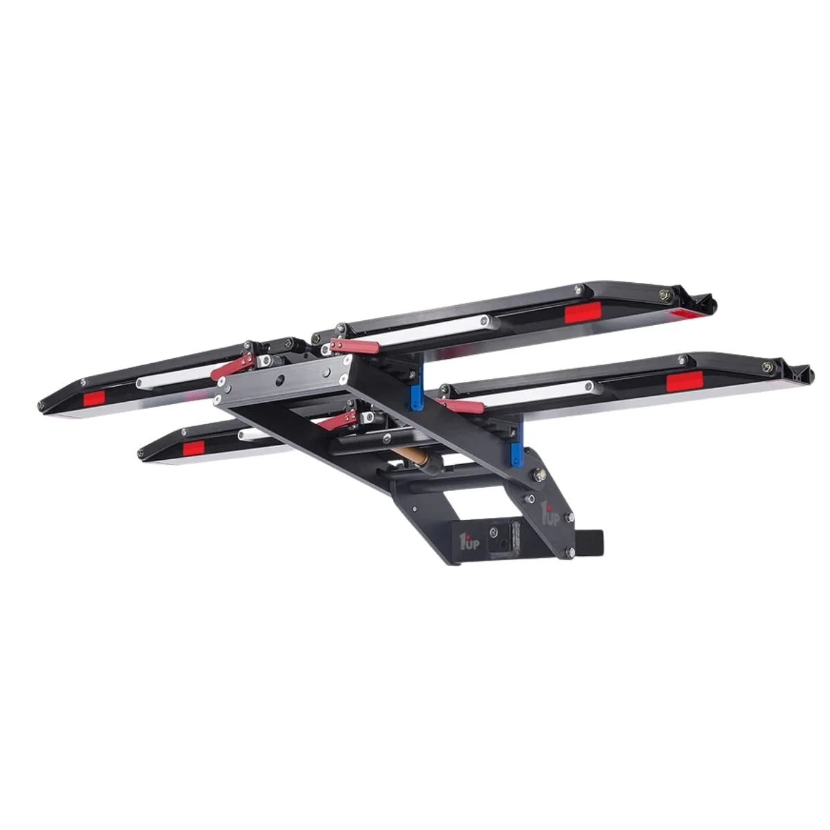1UP USA Heavy Duty bike rack in black with red details.
