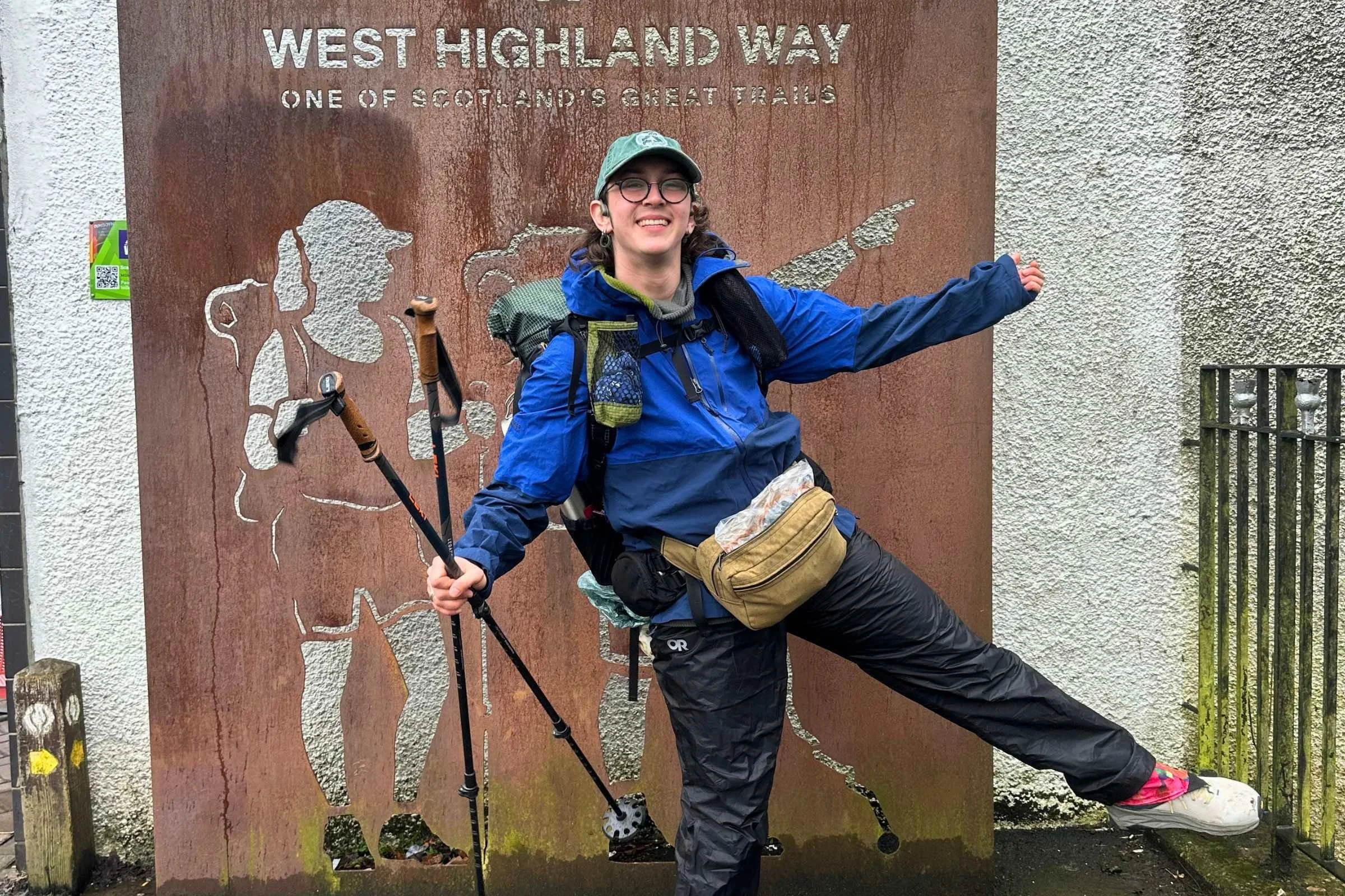 The author in the Helium UL pants at the beginning of the West Highland Way in the rain.