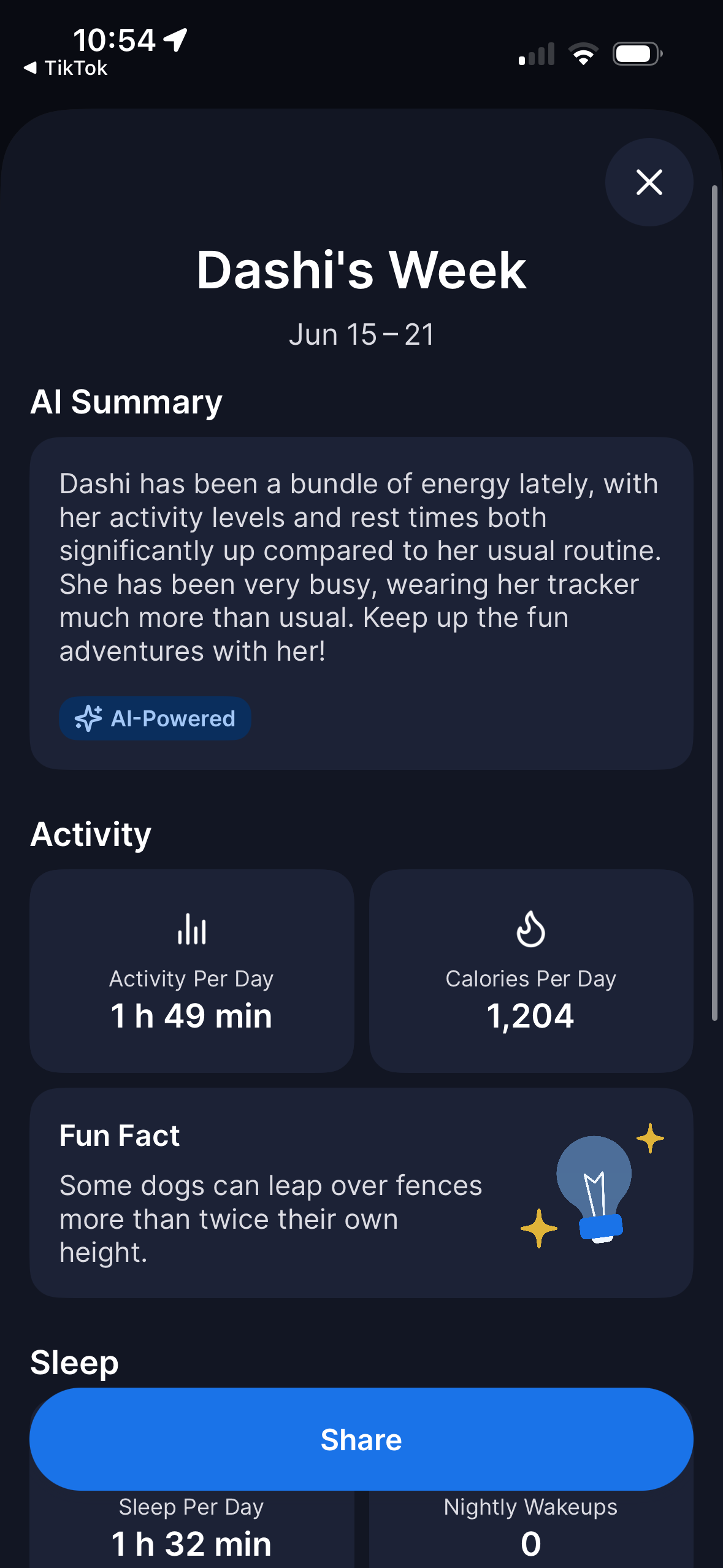Tractive dog 6 activity summary