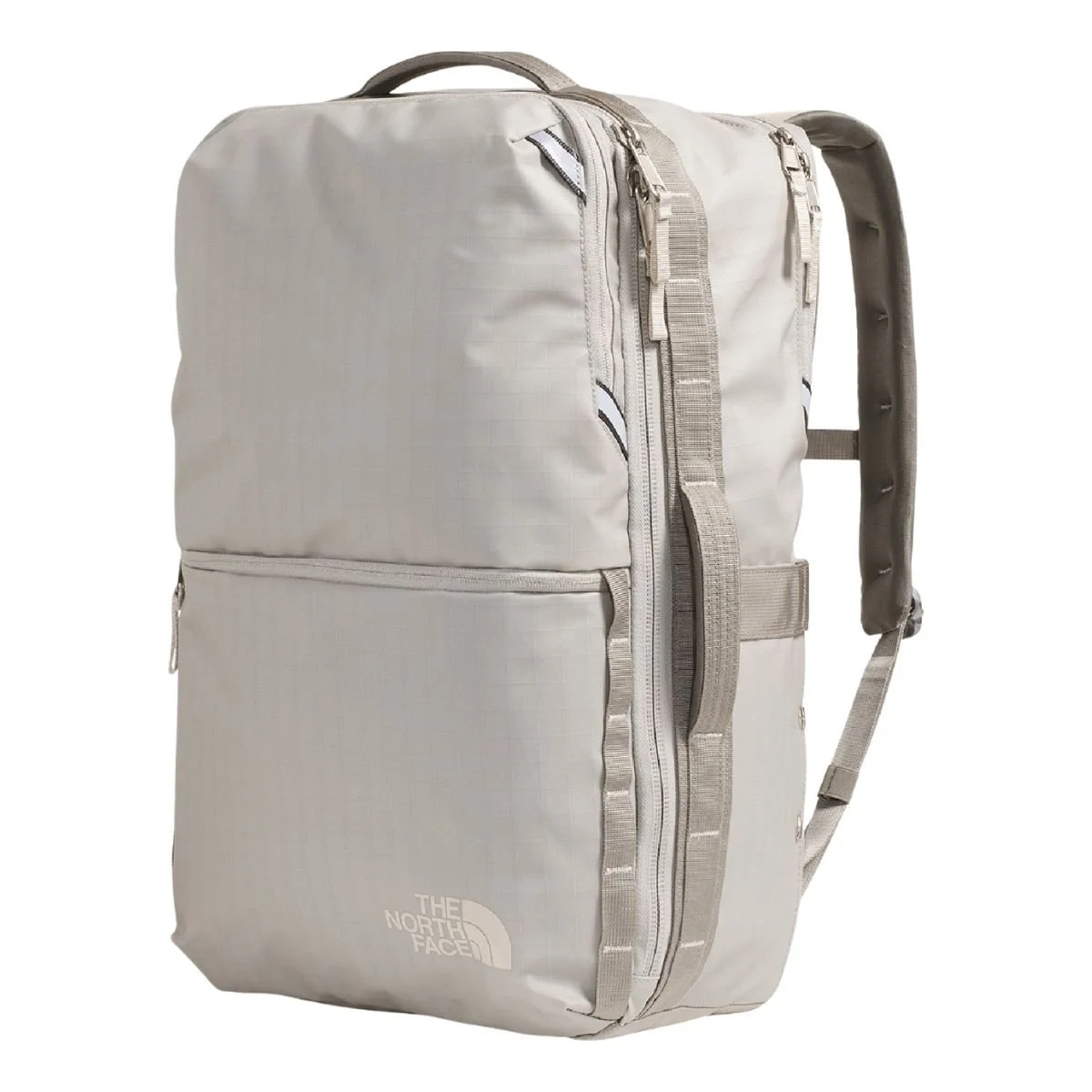 A close up of the Base Camp Voyager pack in white