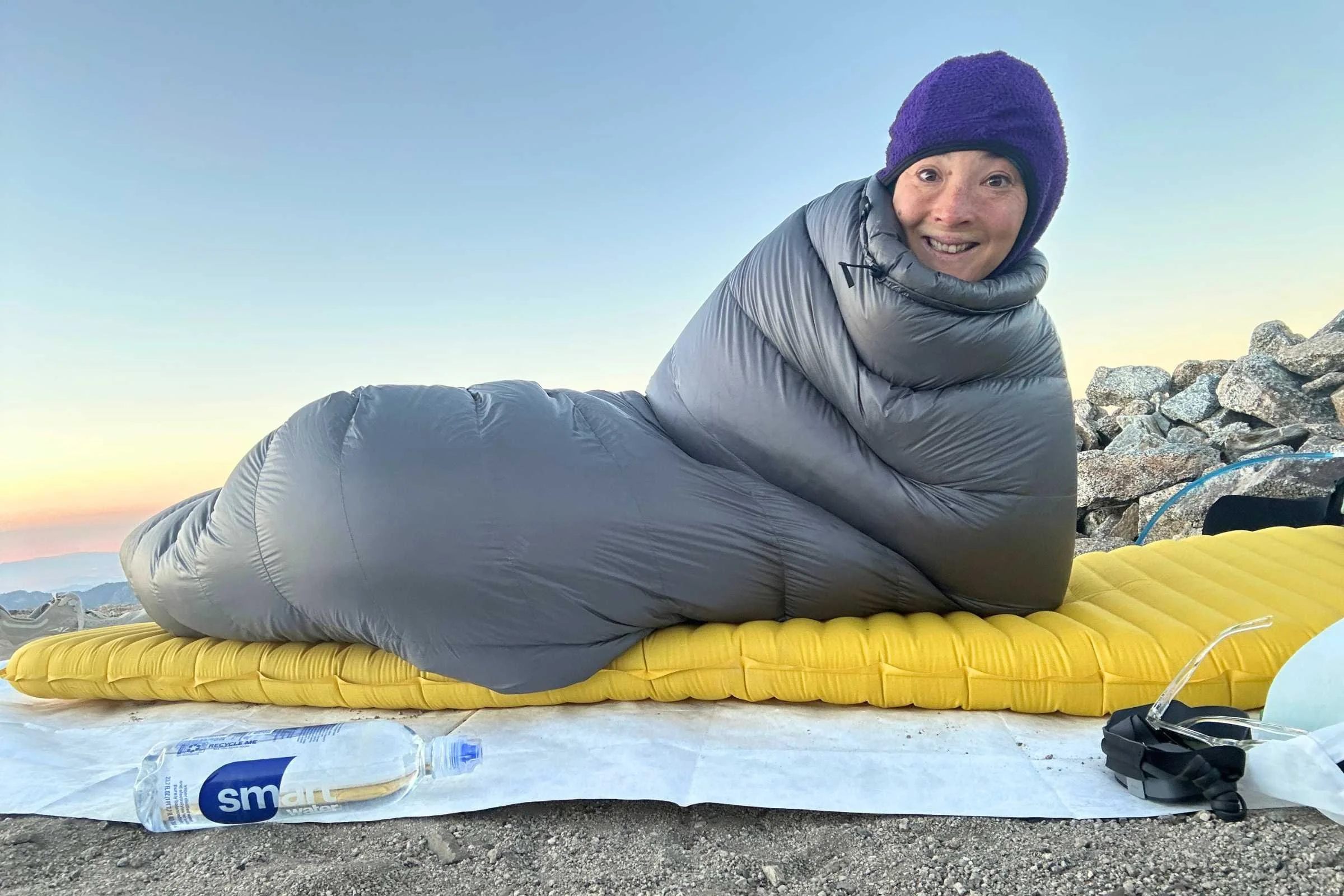 Outdoor Vitals StormLoft 15 Down TopQuilt — woman lying