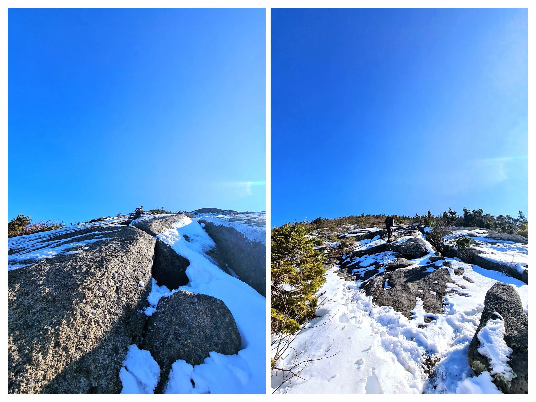 Left: Open slab above the cables on Gothics. Right: Descending cables on Gothics. Photos by Aubri Drake.