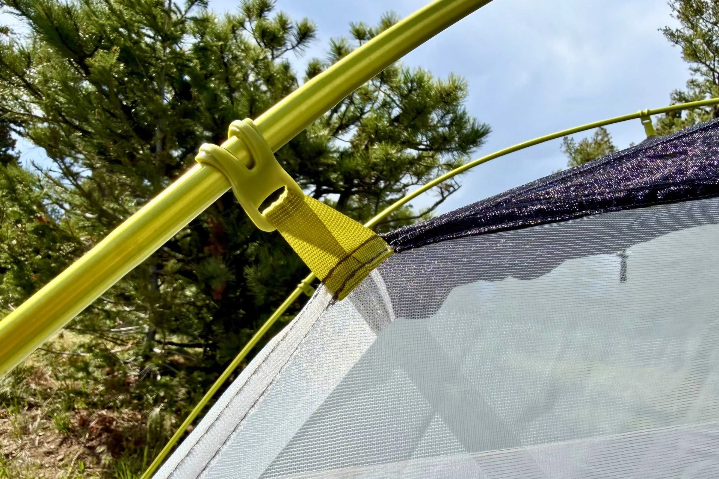 The clips were durable, and the tent stayed sturdy and taught in all directions, even with the asymmetrical design.