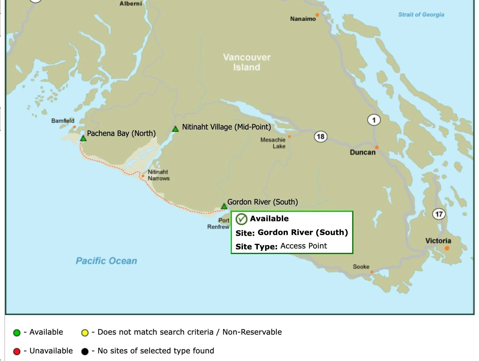 WEST COAST TRAIL RESERVATIONS visual data 7
