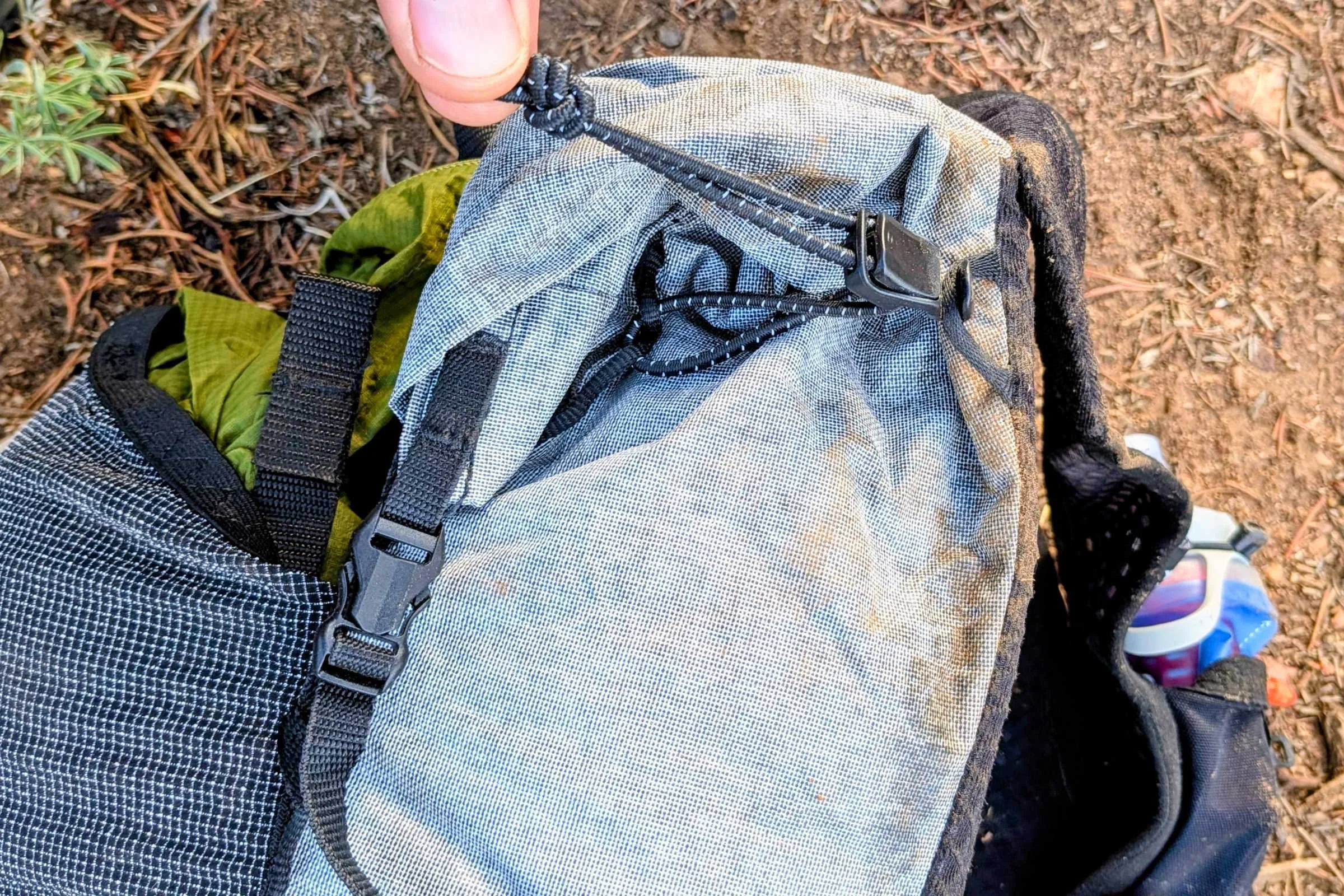 Hyperlite Mountain Gear Pemi 15 Running Vest front view showing pocket layout and strap configuration