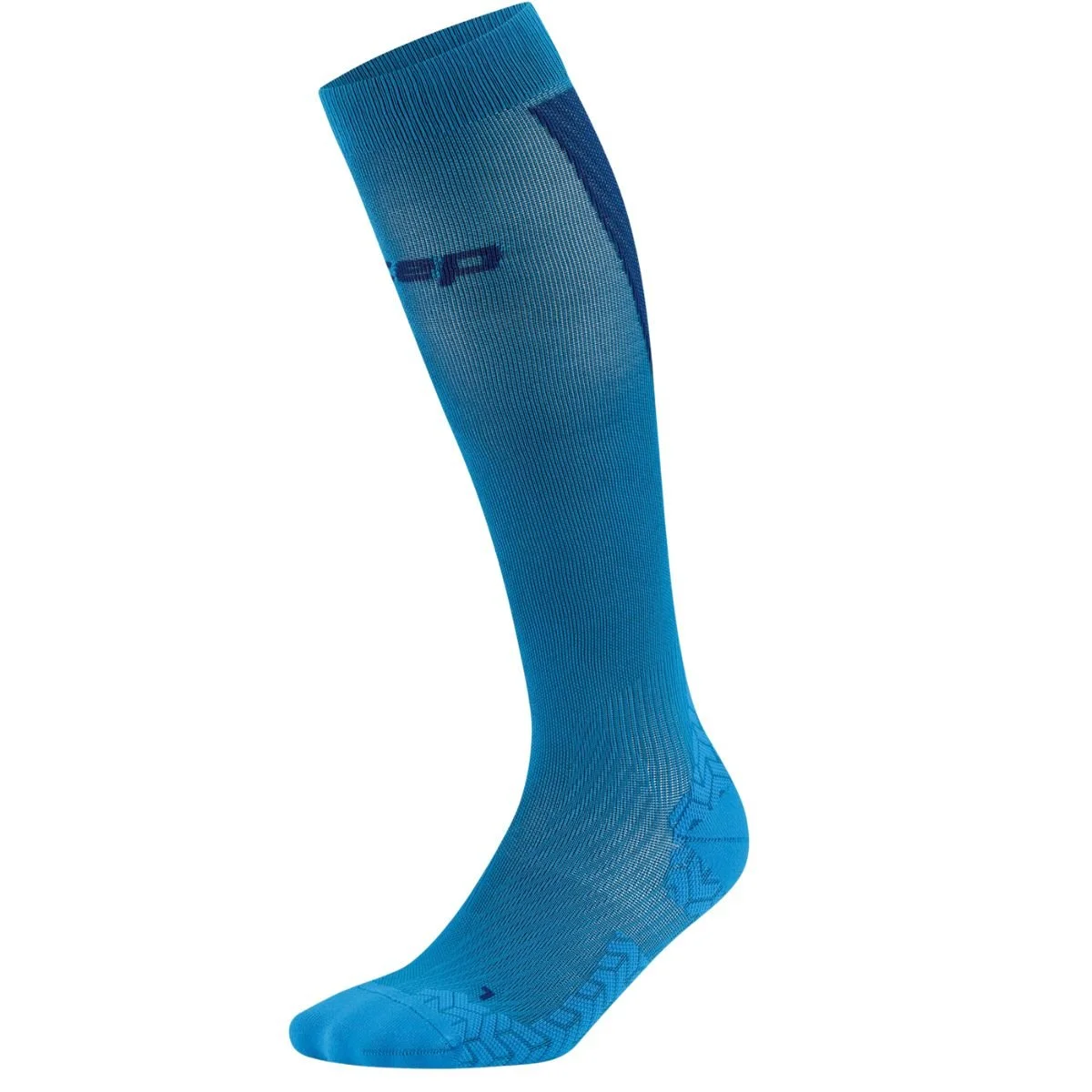 Blue CEP Core Run Ultralight Tall Compression Sock with a knee-high cuff