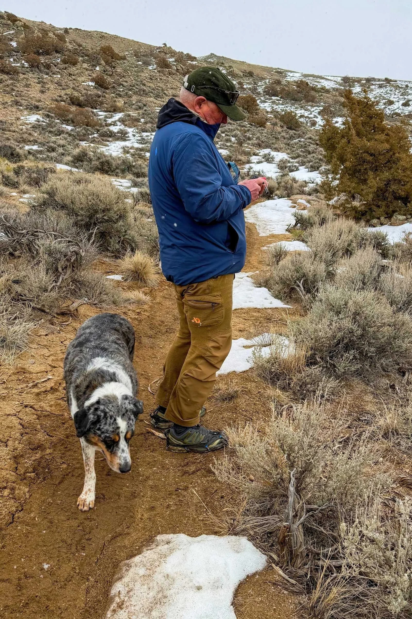 The author field-testing the new Garmin inReach Mini 3 Plus. (Laine Walter, special to Treeline Review)