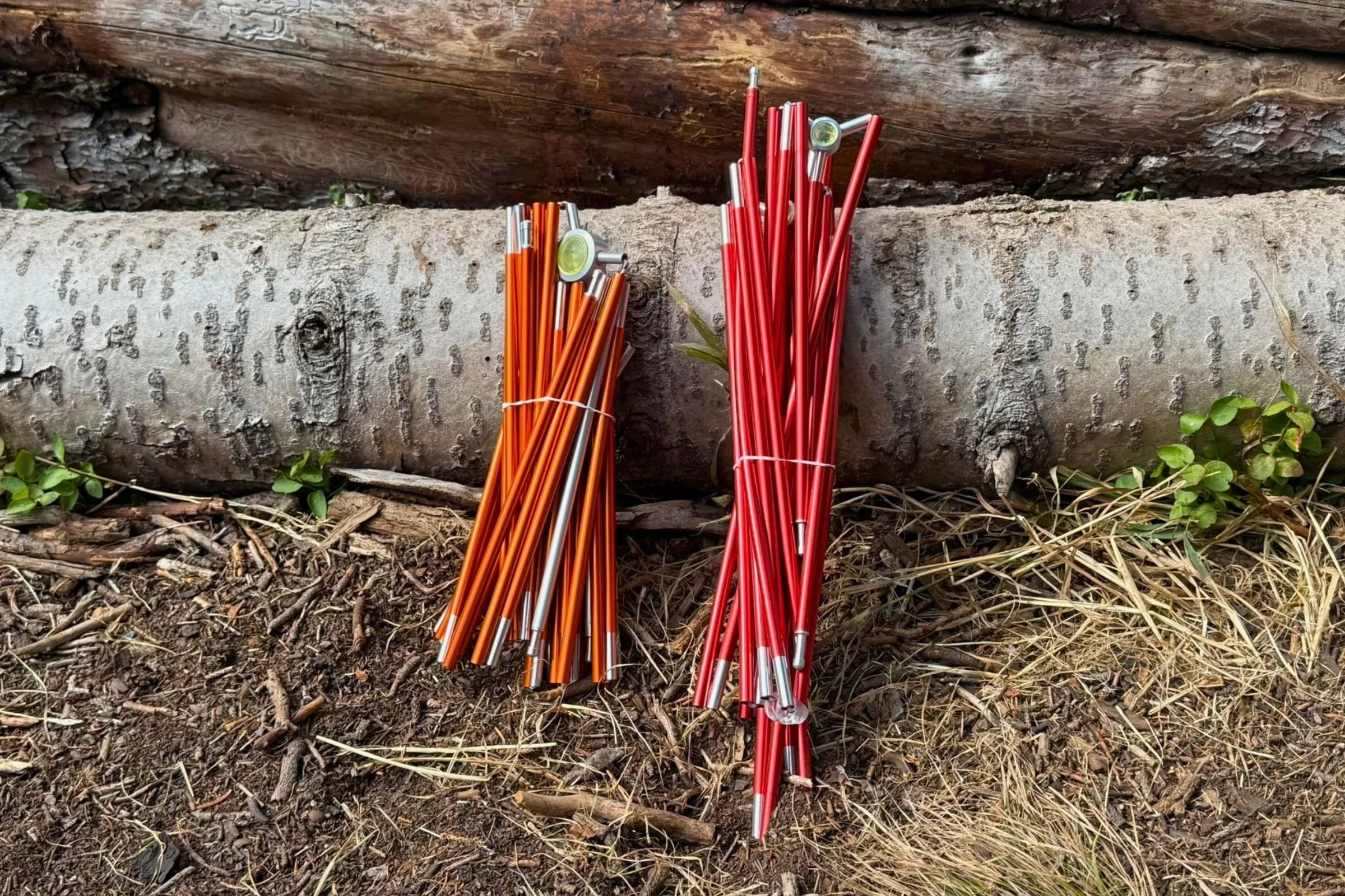 When folded down the Copper Spur UL2 Bikepack Tent’s ShortStik poles (L) are significantly shorter than those of other tents like those of the MSR Hubba Hubba 1 person tent (R).