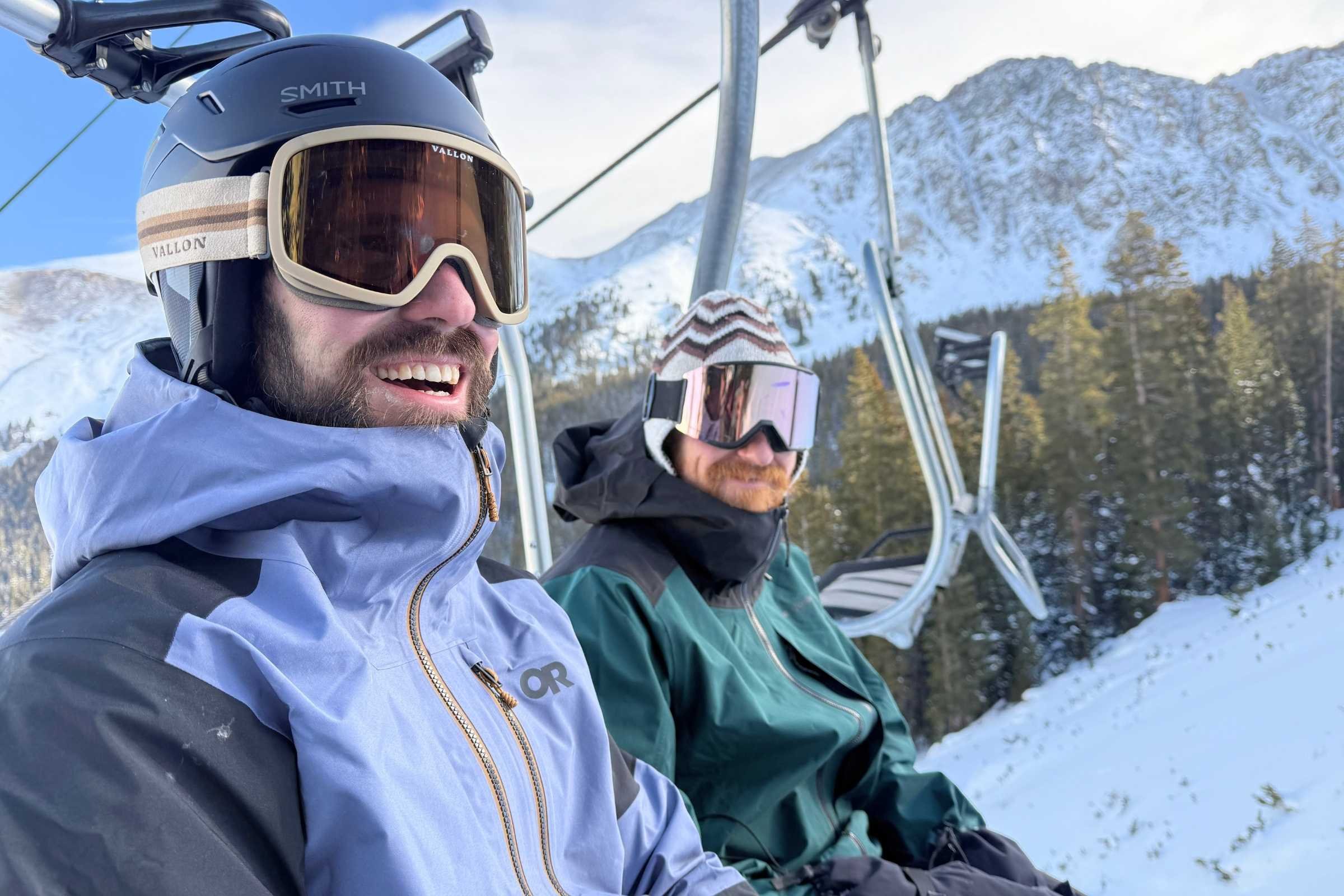 Testing the PowSlayer jacket side by side with the Outdoor Research Hemispheres. Photo by Stasia Stockwell.