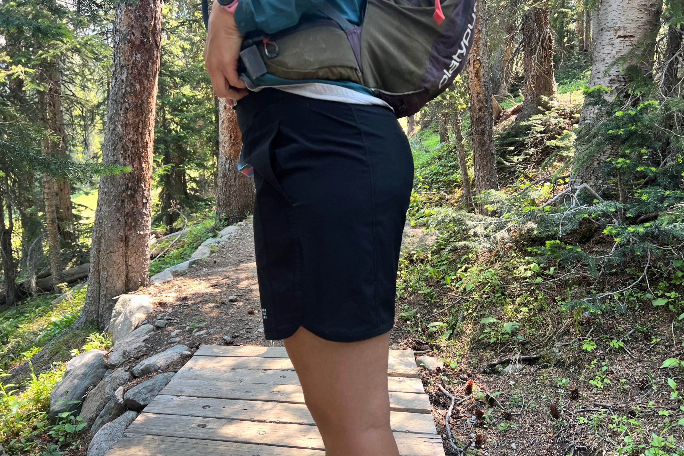 The Title Nine Anti-Run shorts are a loose short with a 7” inseam and no liner.