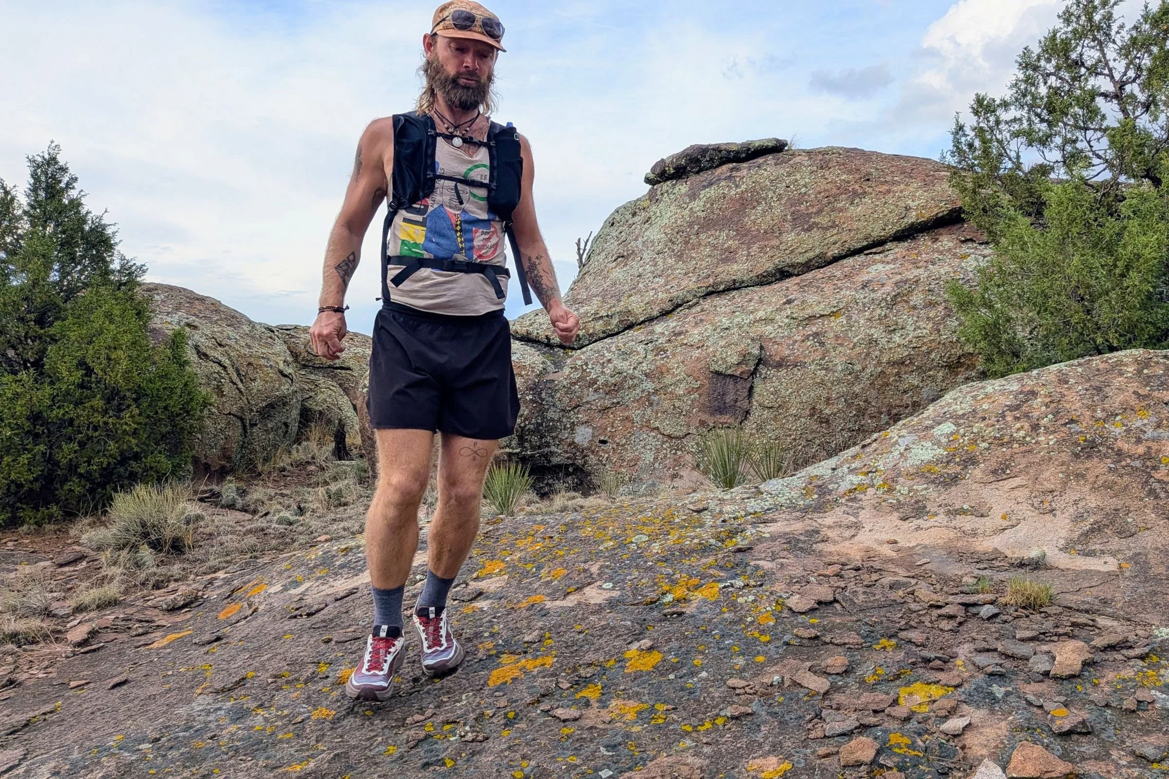 Sam Schild wearing Salomon Genesis 2 shoes.