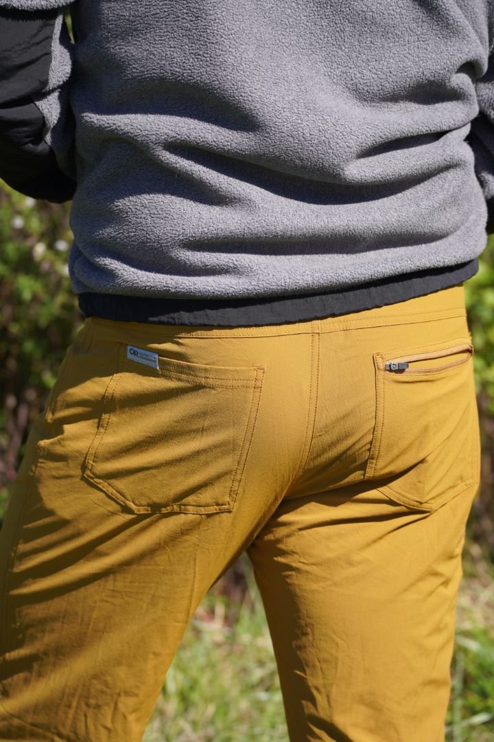 The back pockets on the Outdoor Research Ferrosi pants.