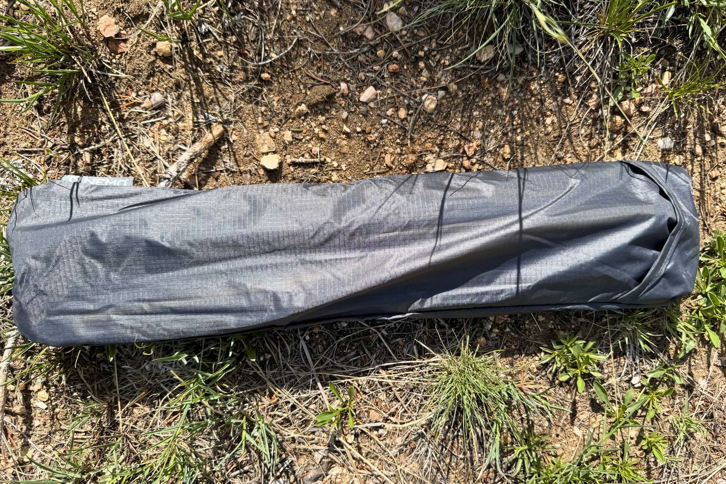 A closeup of the black pole sleeve when packed.