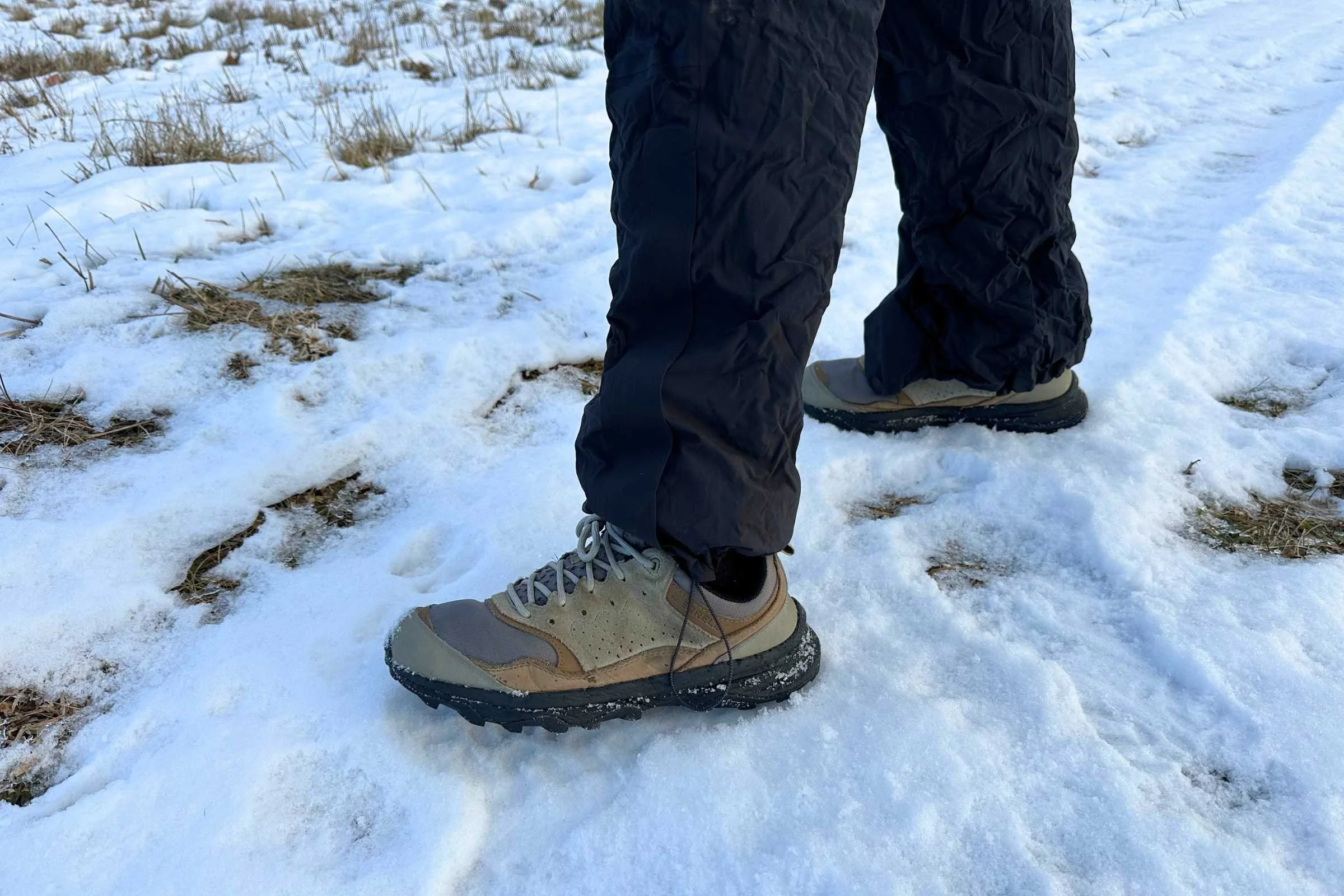 Cuff adjustment system on REI Co-op XeroCloud rain pants