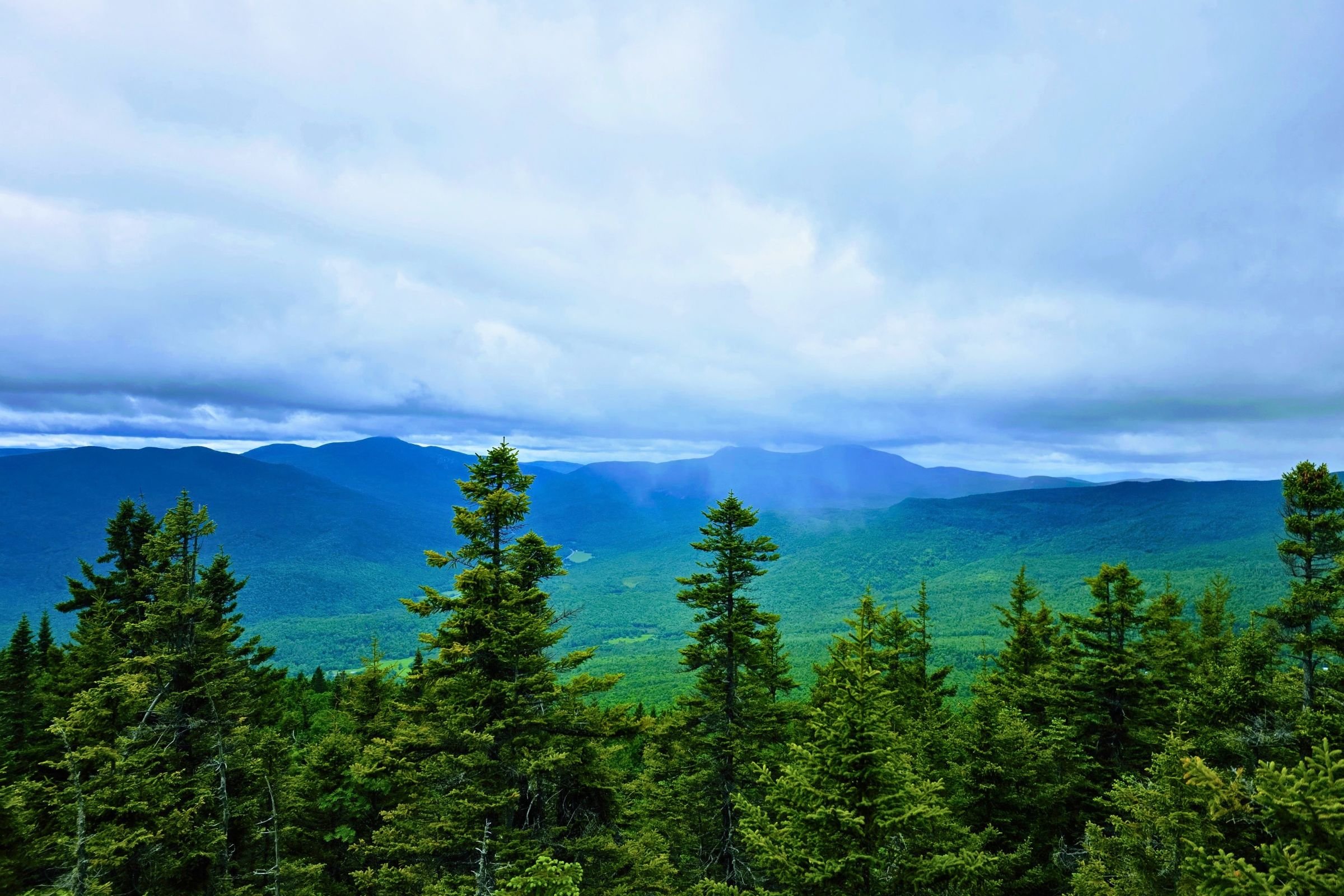 Grafton Notch, Old Speck, and the Baldpates as seen from Puzzle Mountain. Photo by Aubri Drake.