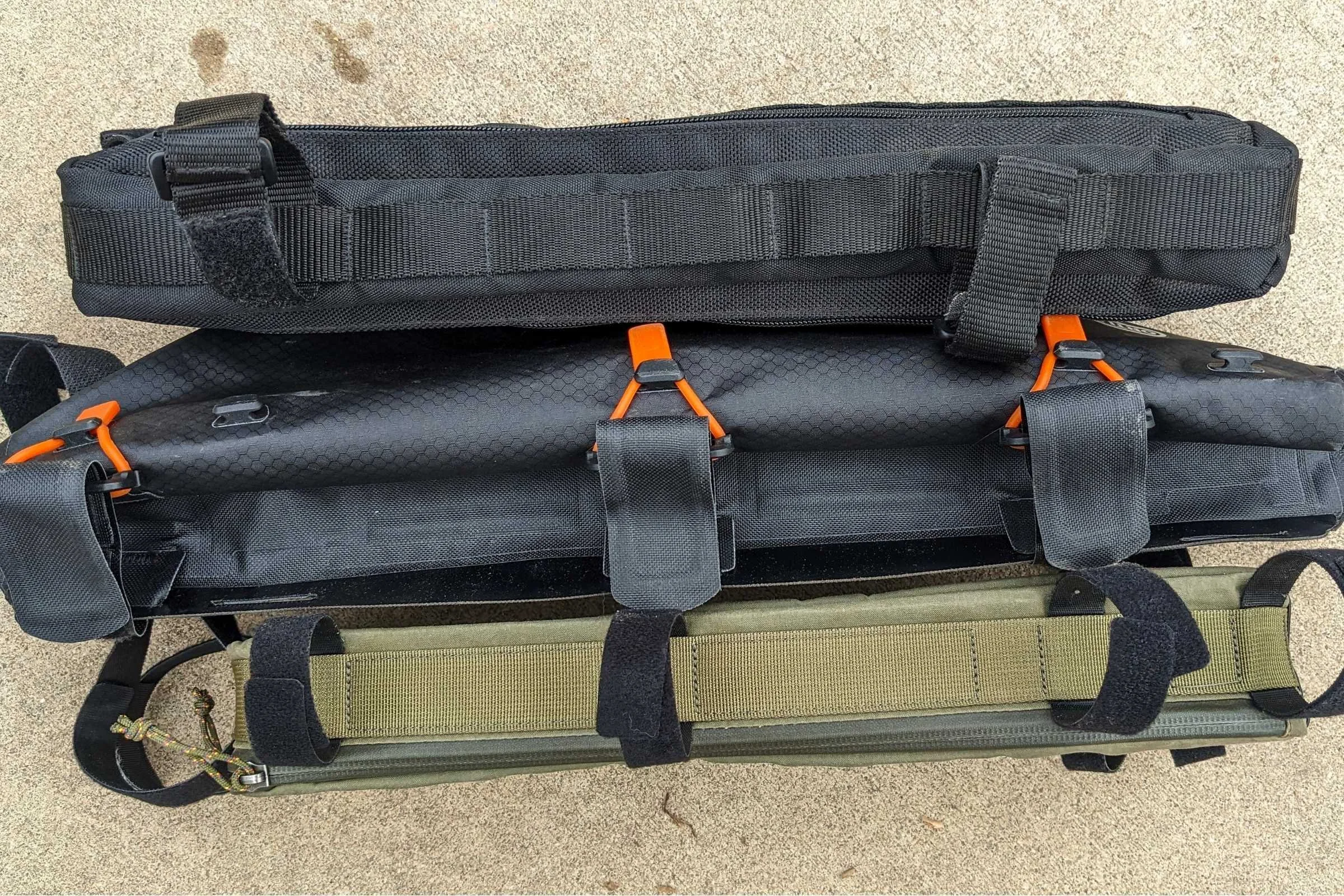 Velcro Straps are the most common and simplest attachment system for frame bags.