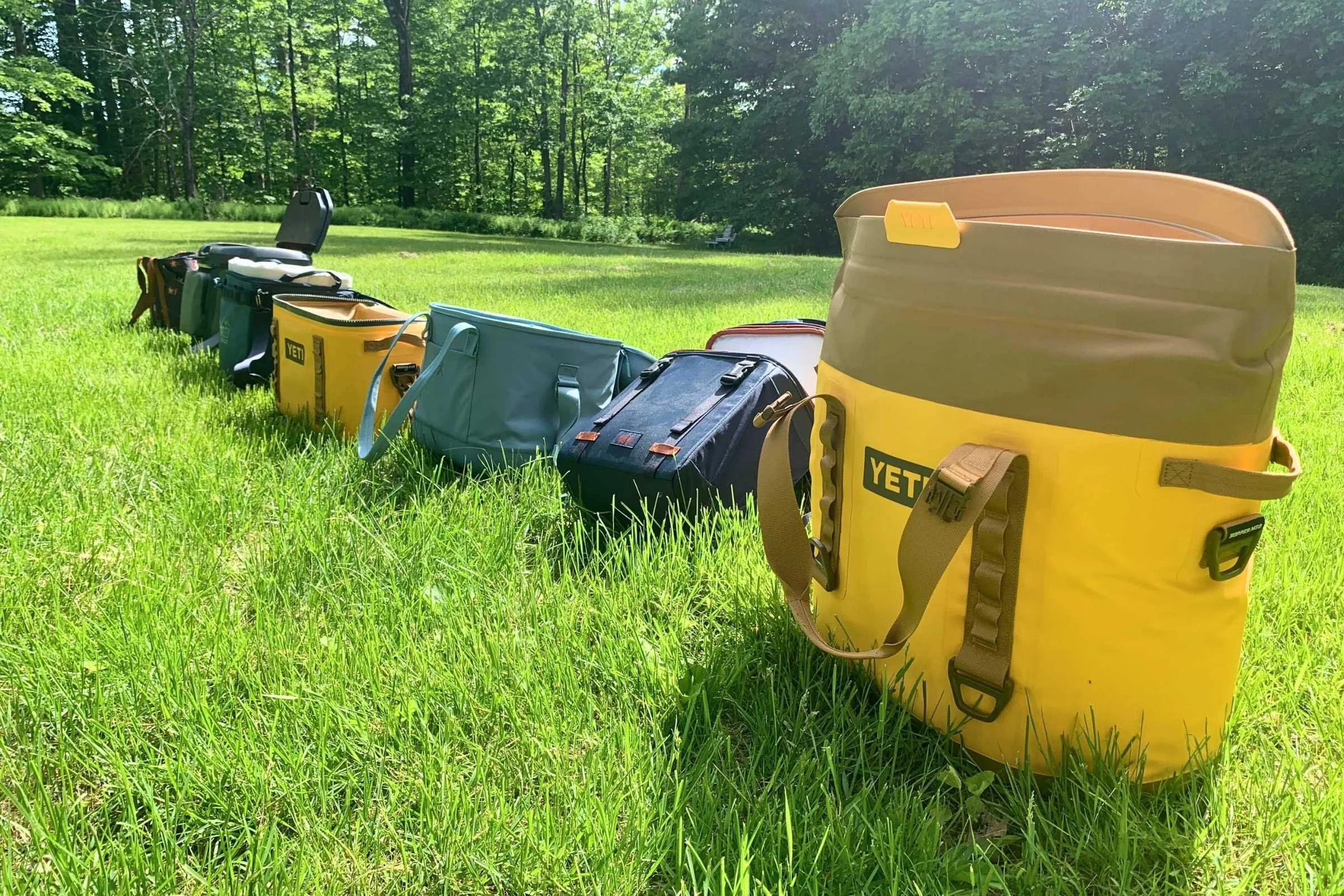 Some of the soft-sided coolers we tested side-by-side in Western Maine.