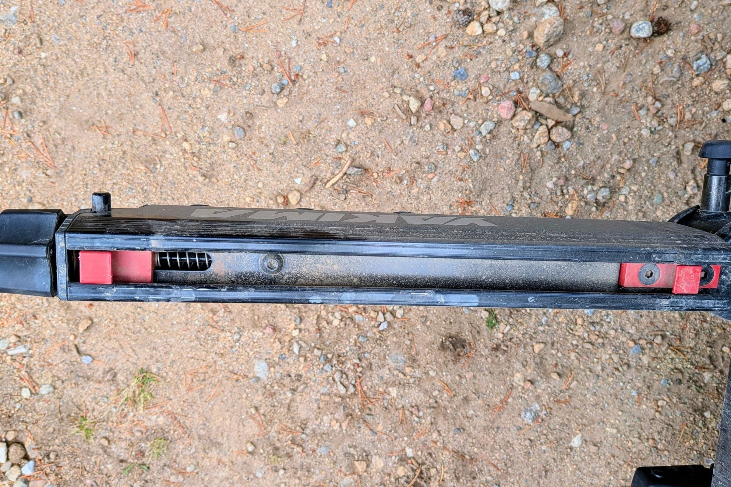 Detail view of a Yakima EXO Swing component or mounting system.