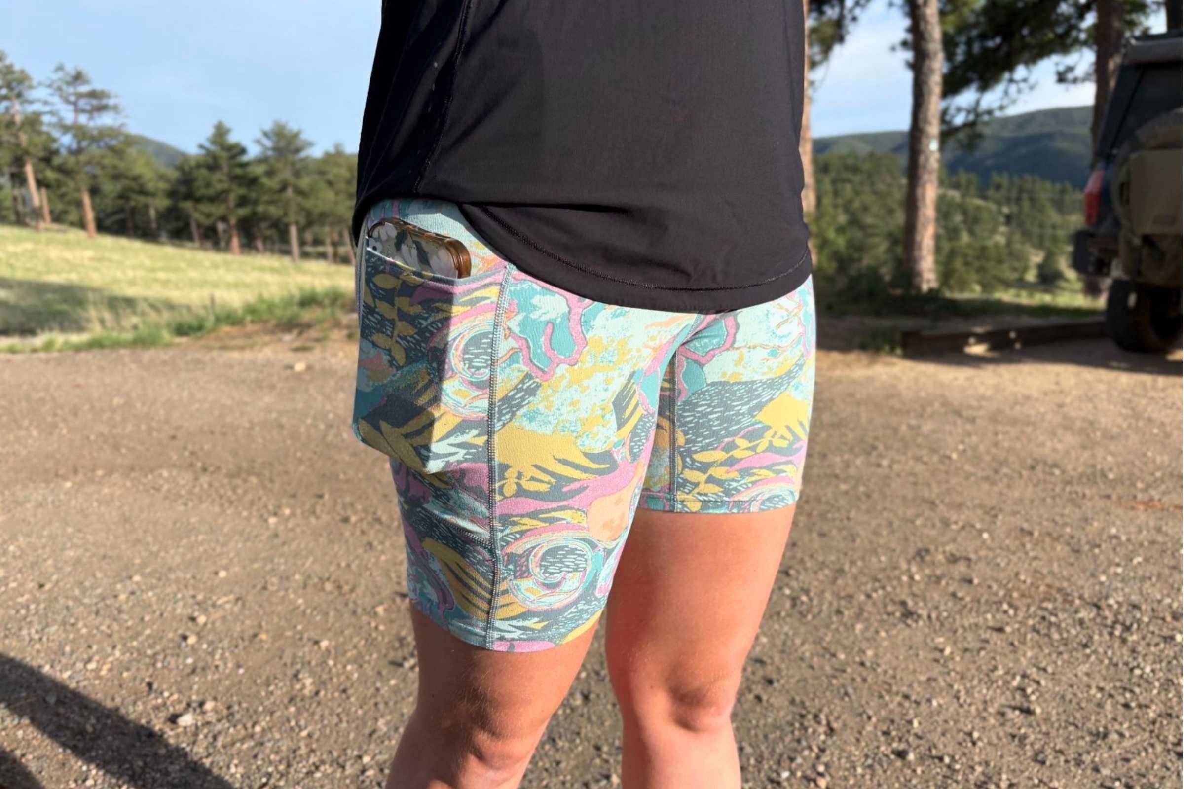 The Maipo shorts have two deep drop-in side pockets that easily hold a phone or a small water bottle without bouncing.