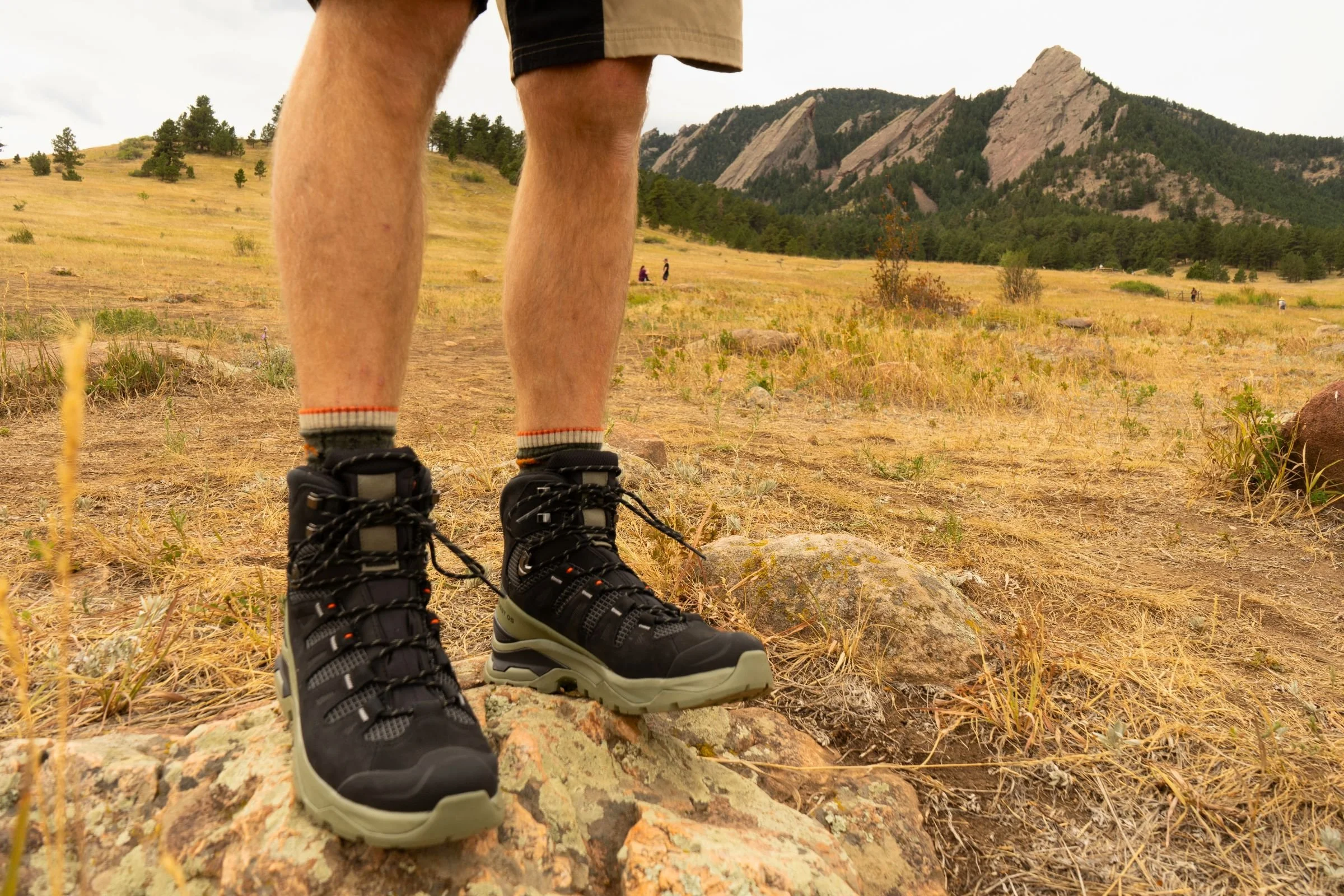 Our tester rock-hopping in the Salomon Quest 5 GTX.