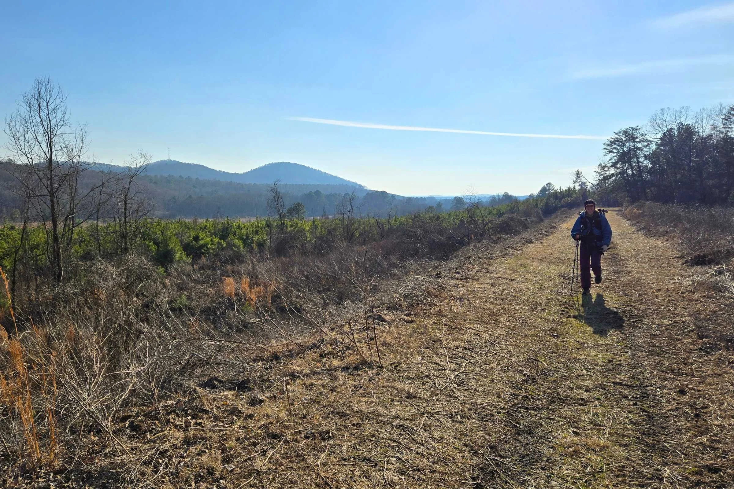 Simms Mountain Trail is a multi-use rail-to-trail that’s well graded but difficult to camp along.