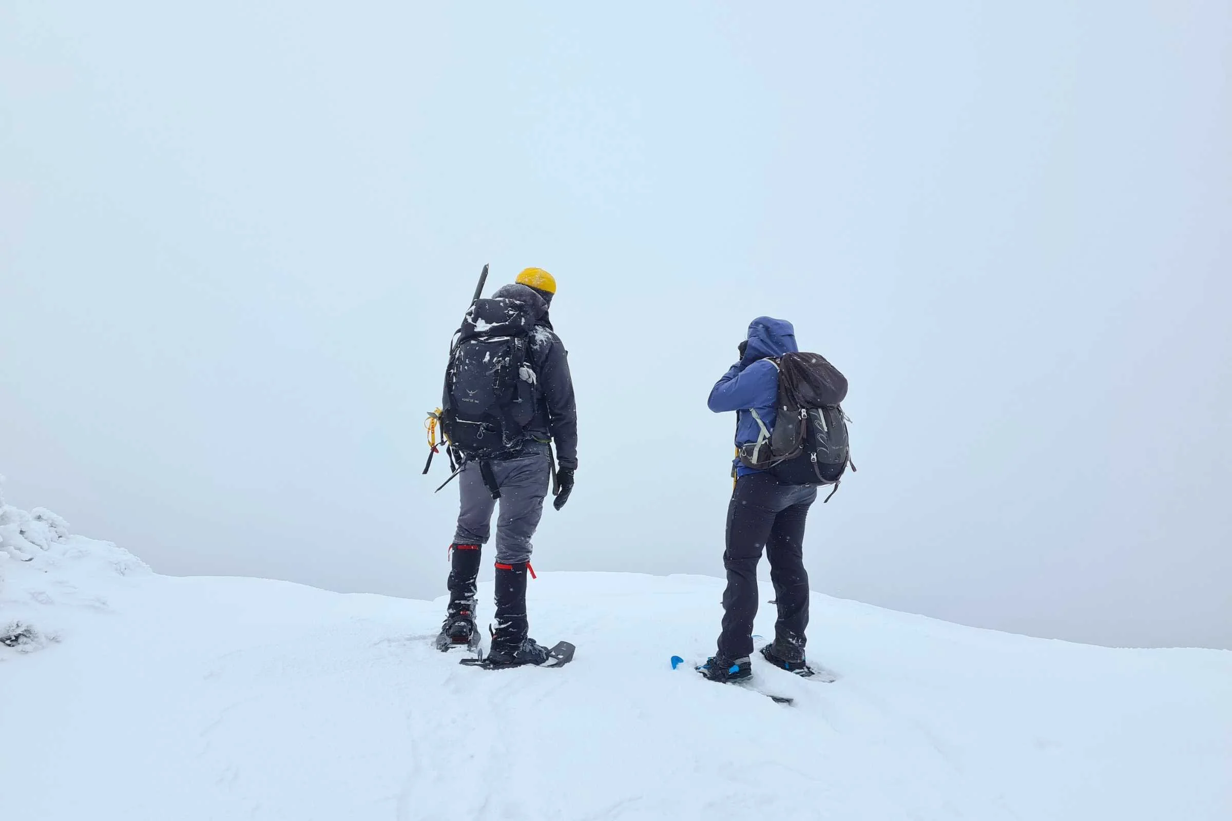Two friends on a winter Great Range Traverse in the Adirondacks.