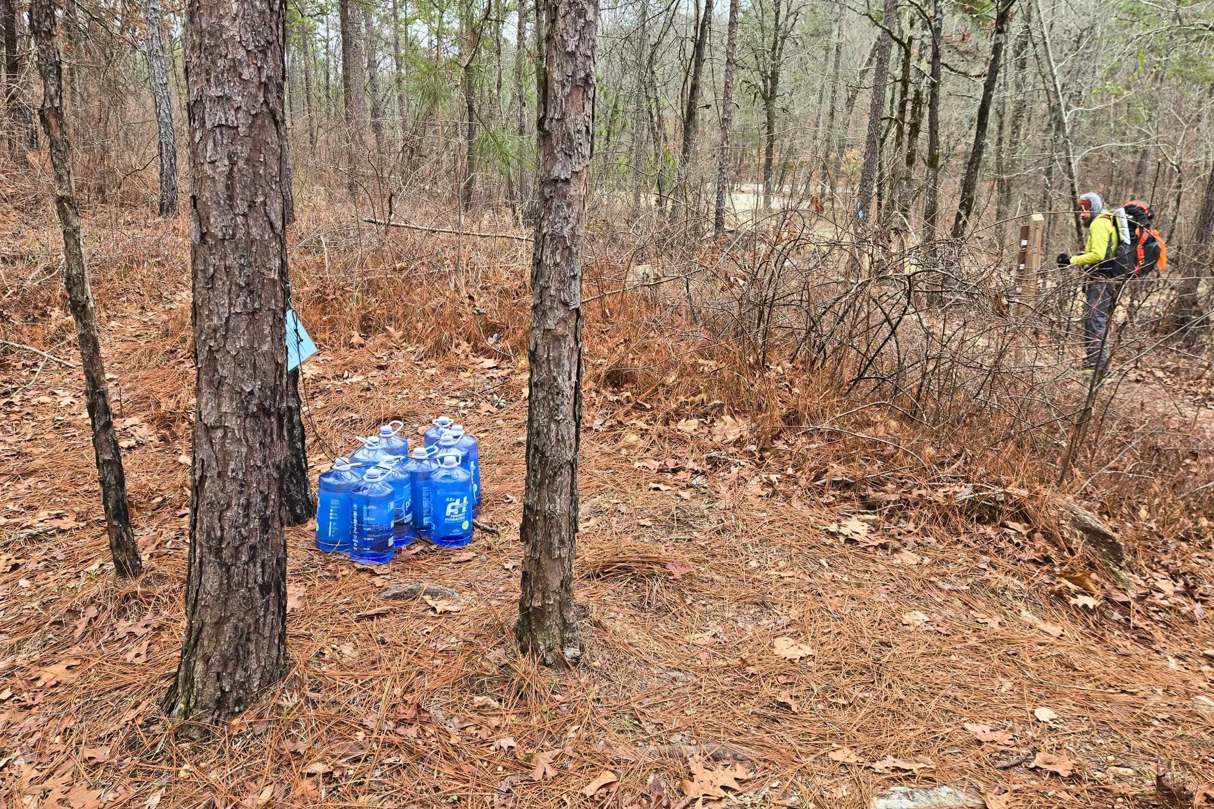 This water cache at Bull’s Gap is maintained by the POC. Trail angels often leave water caches at trailheads in Alabama.