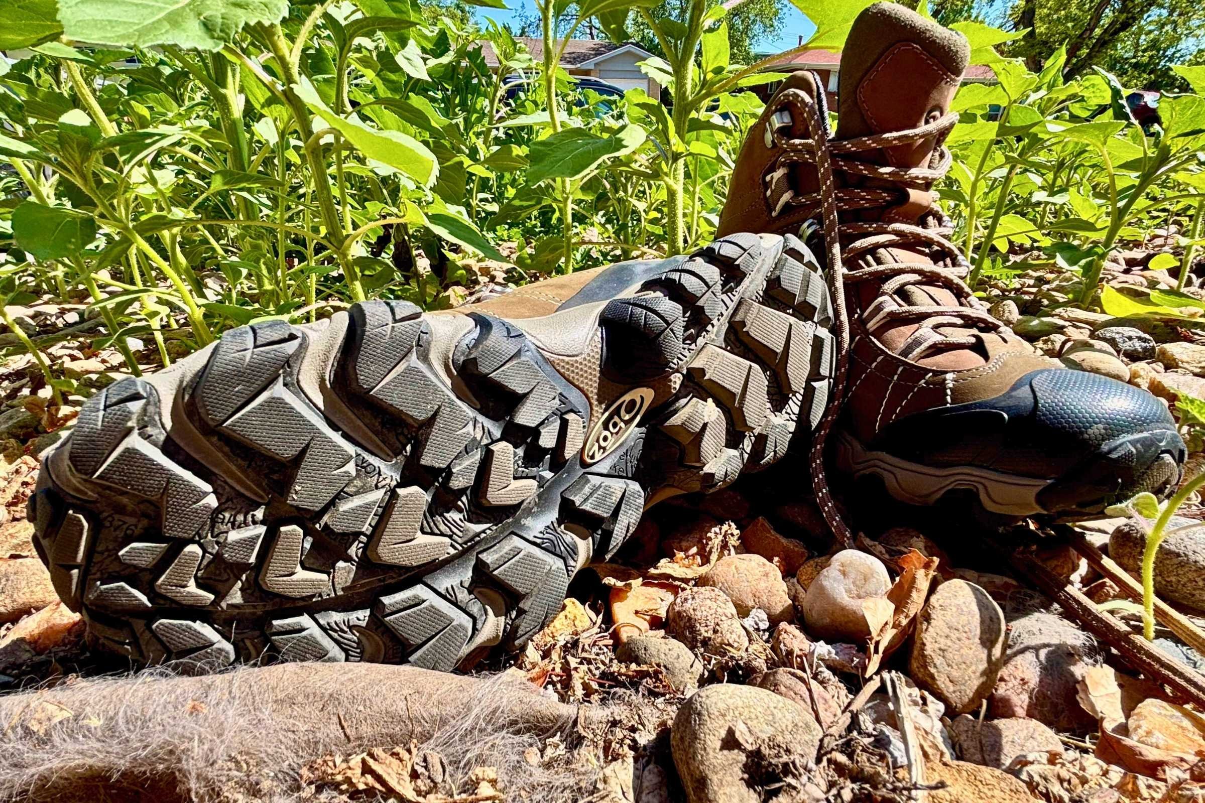 Aggressive Boot Tread on the Oboz Bridger Mid Waterproof Hiking Boots.