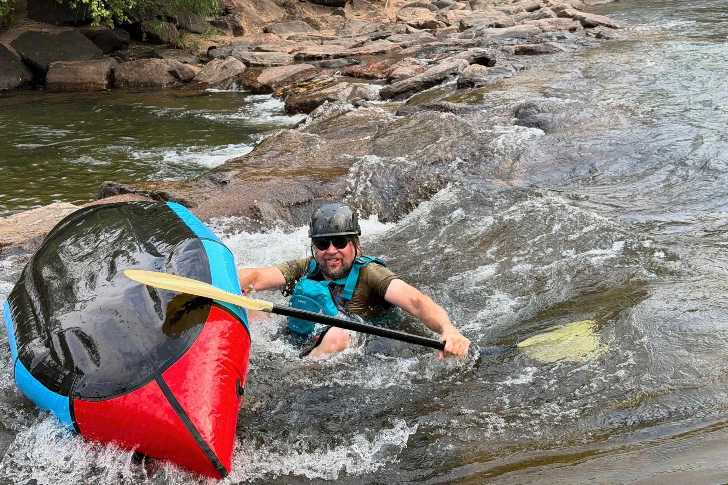 The author after bailing in a small rapid. Courtesy Mary Murphy.