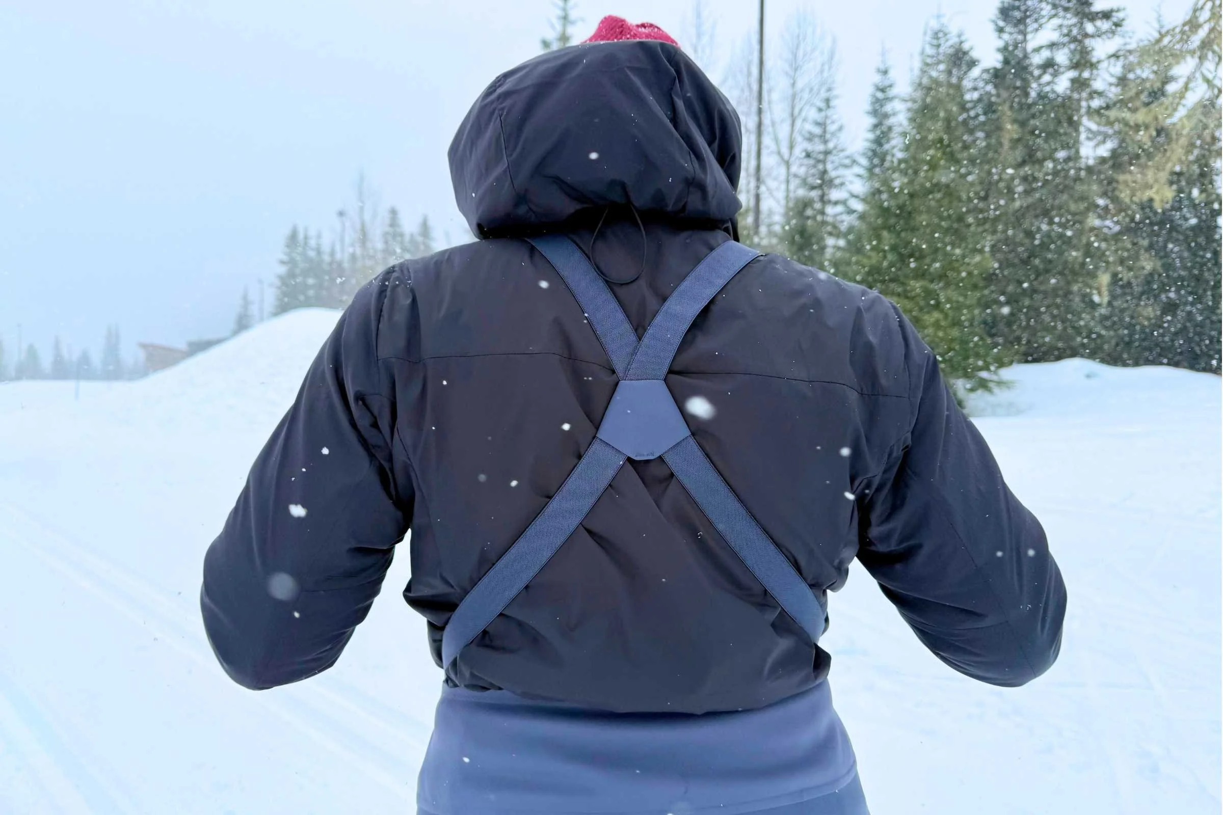 Testing the Beta SV pants on a snowy day in Whistler, BC.