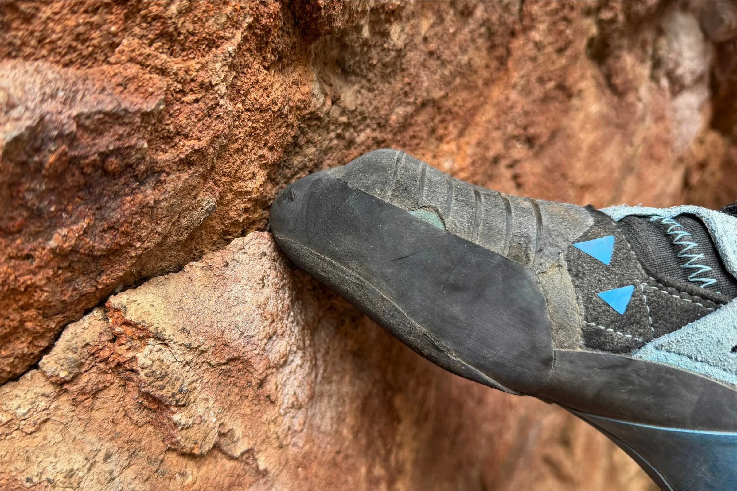 These shoes have a downturned design and can bite into truly tiny holds.