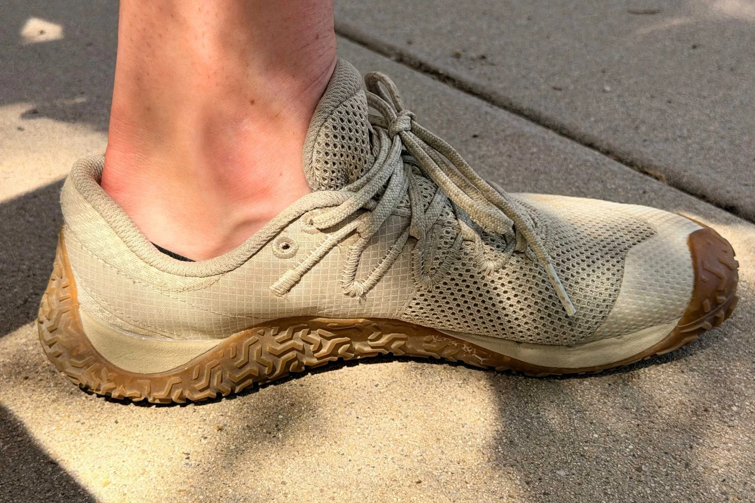 Walking on pavement in the Merrell Trail Glove 7. Photo courtesy Maggie Nichols