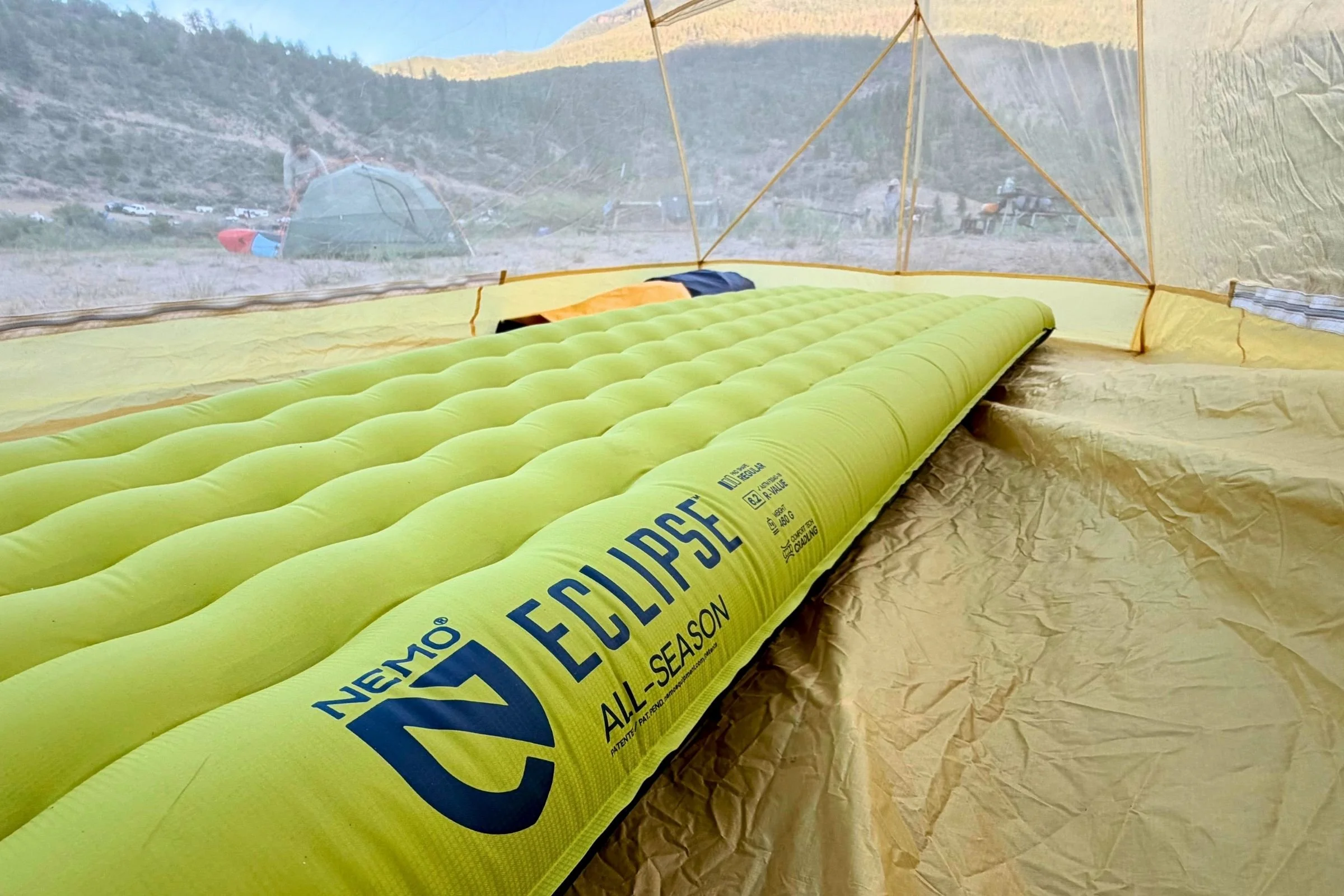 NEMO Eclipse All-Season Sleeping Pad inside a yellow tent