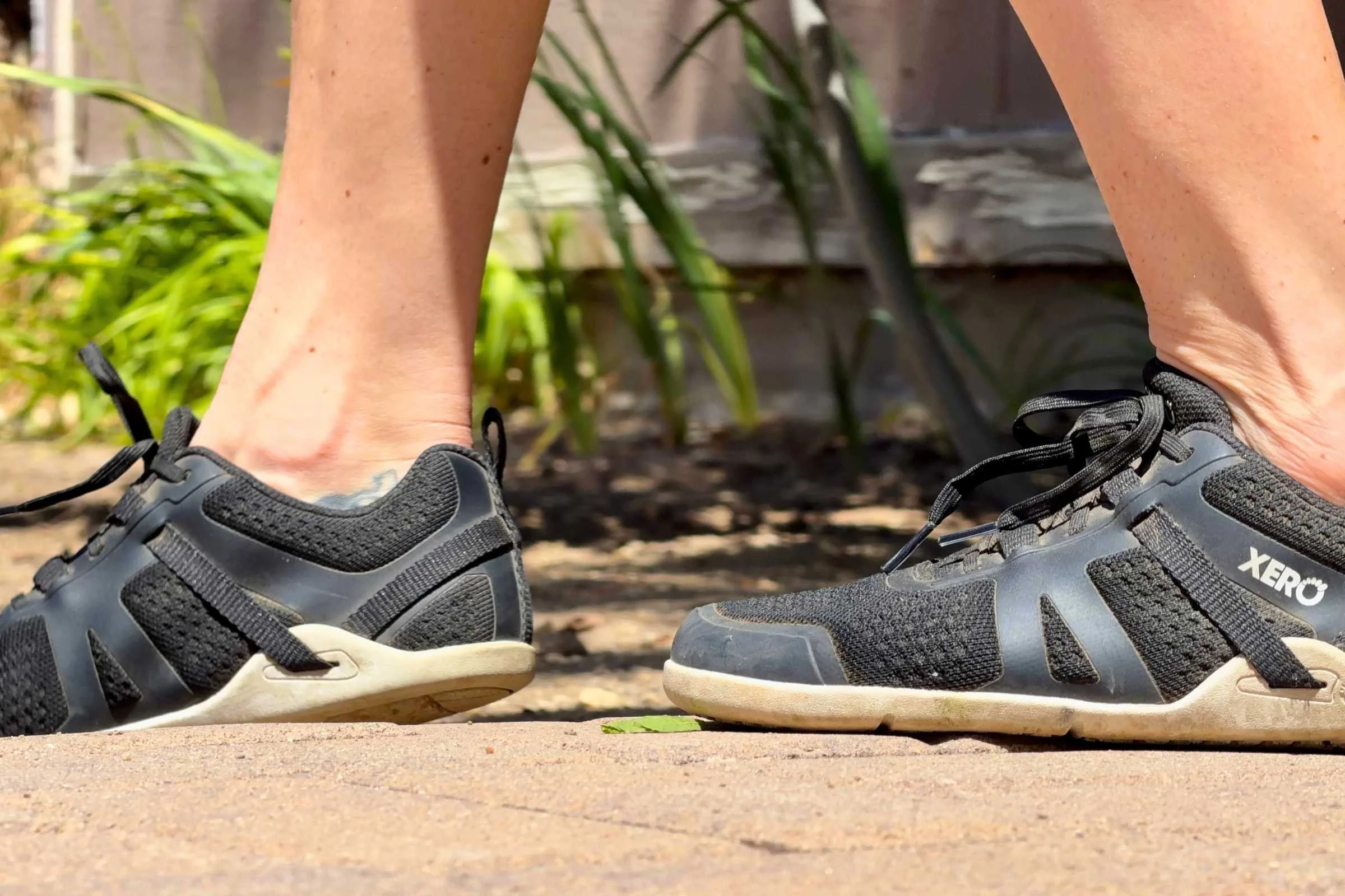 Walking in the Xero Prio Neo across sandy ground. Photo courtesy Maggie Nichols