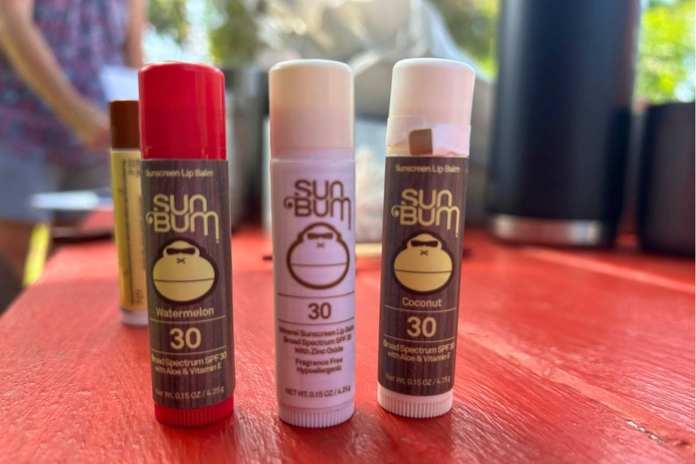 3 tubes of Sun Bum SPF 30 mineral sunscreen lip balm