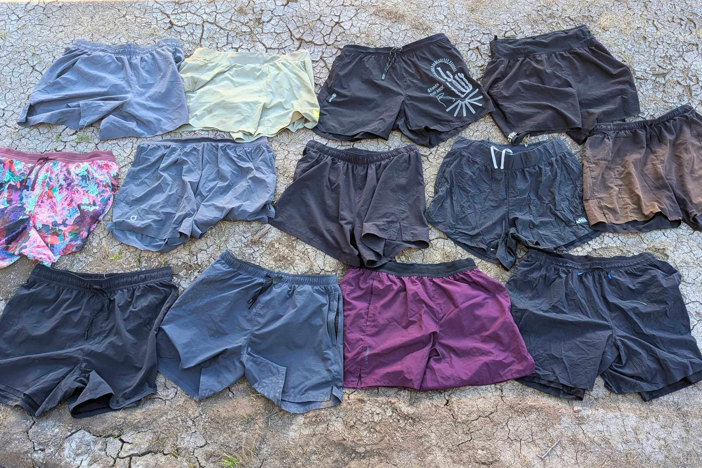A closeup of every pair of shorts we tested for this guide