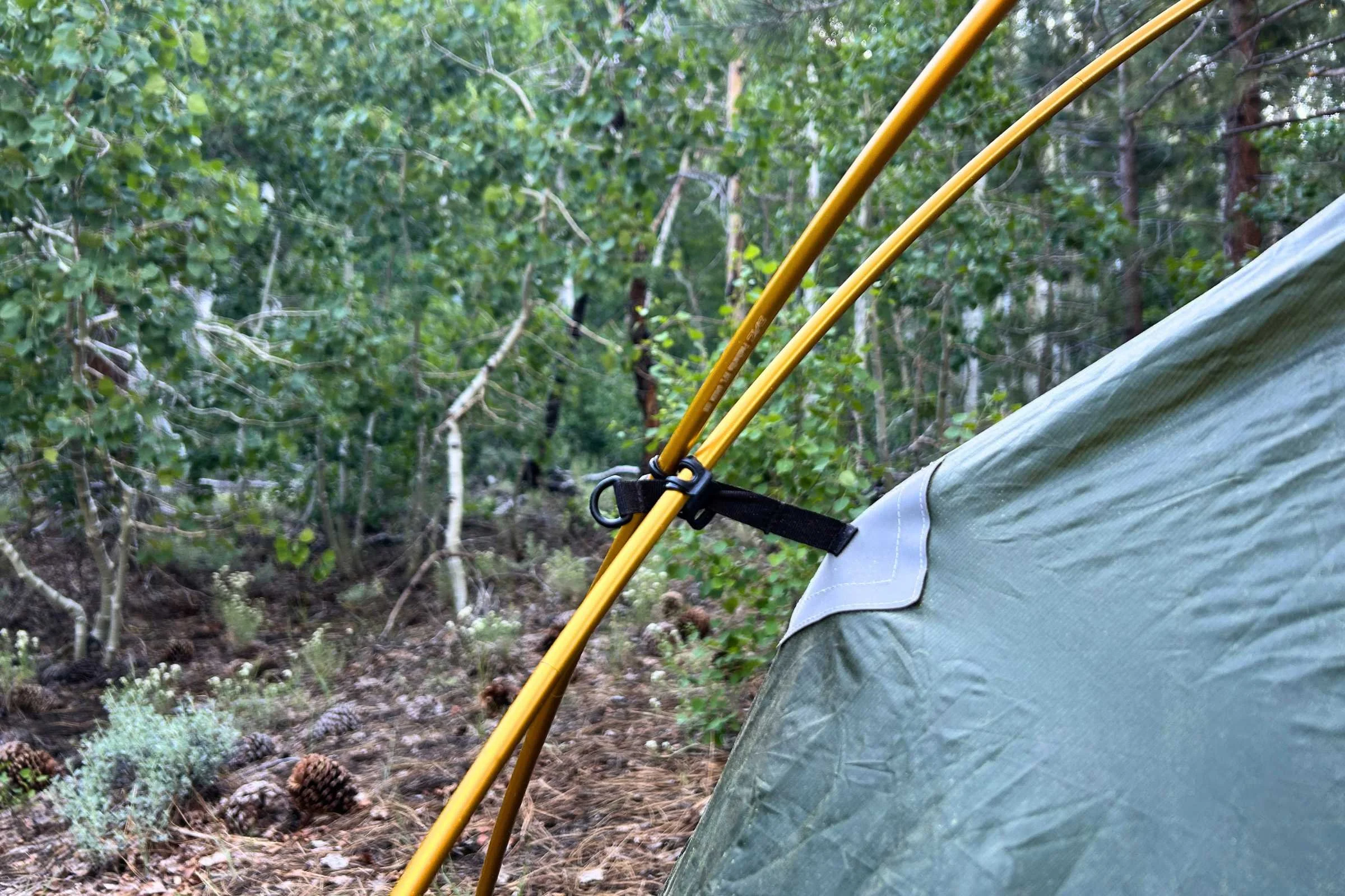 Freestanding tents like the SMD Lunar Solo are held together by the tension of the cross of the poles and the poles in the sleeve.