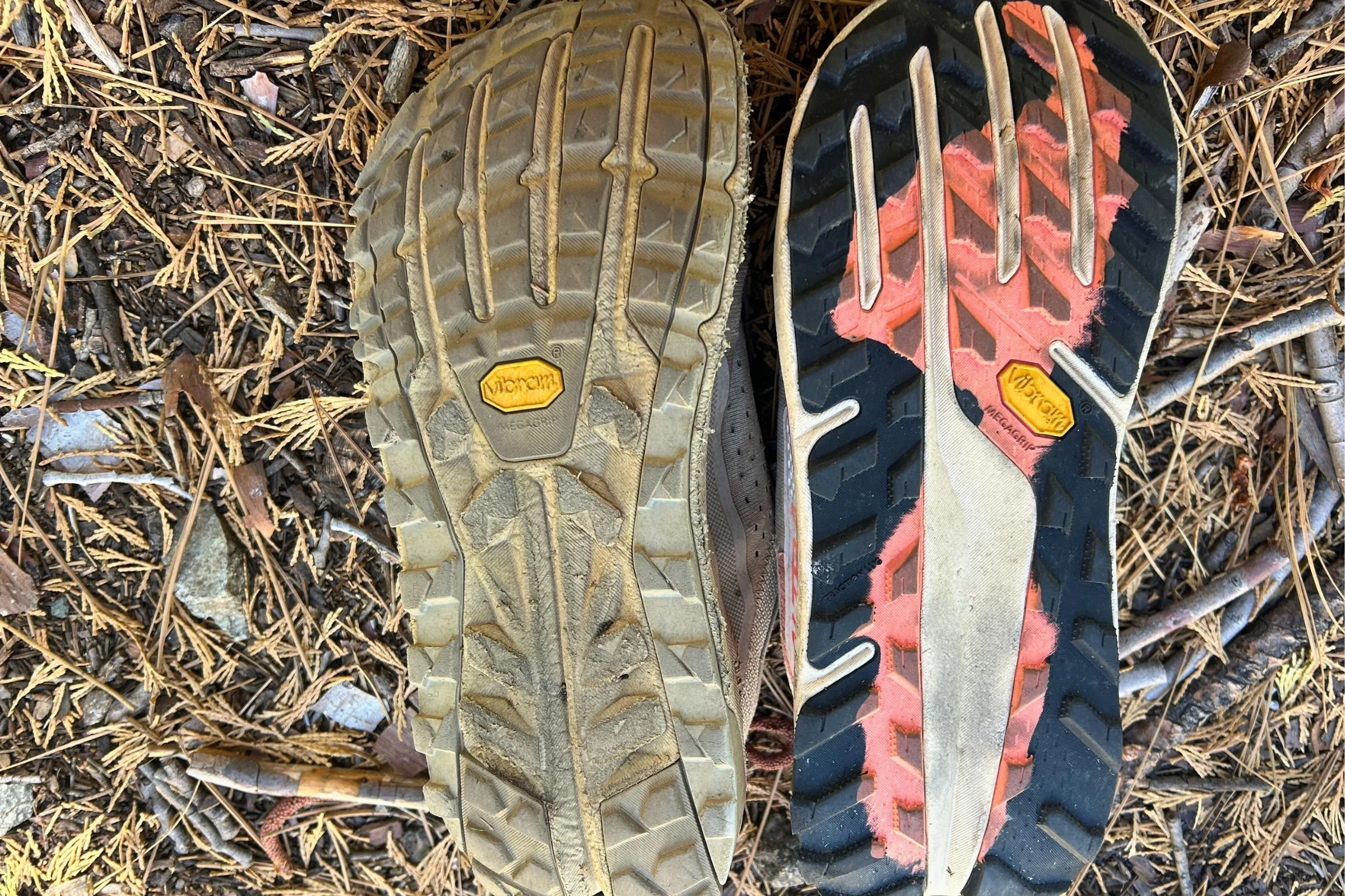 Close-up shot of Altra Olympus 7 outsoles.