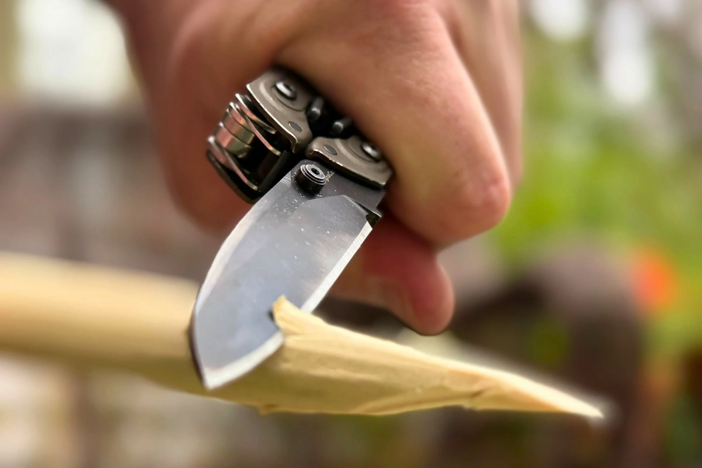 Carving a stake with the MagnaCut Blade of the Leatherman ARC felt like cutting through butter. Courtesy Chris Meehan