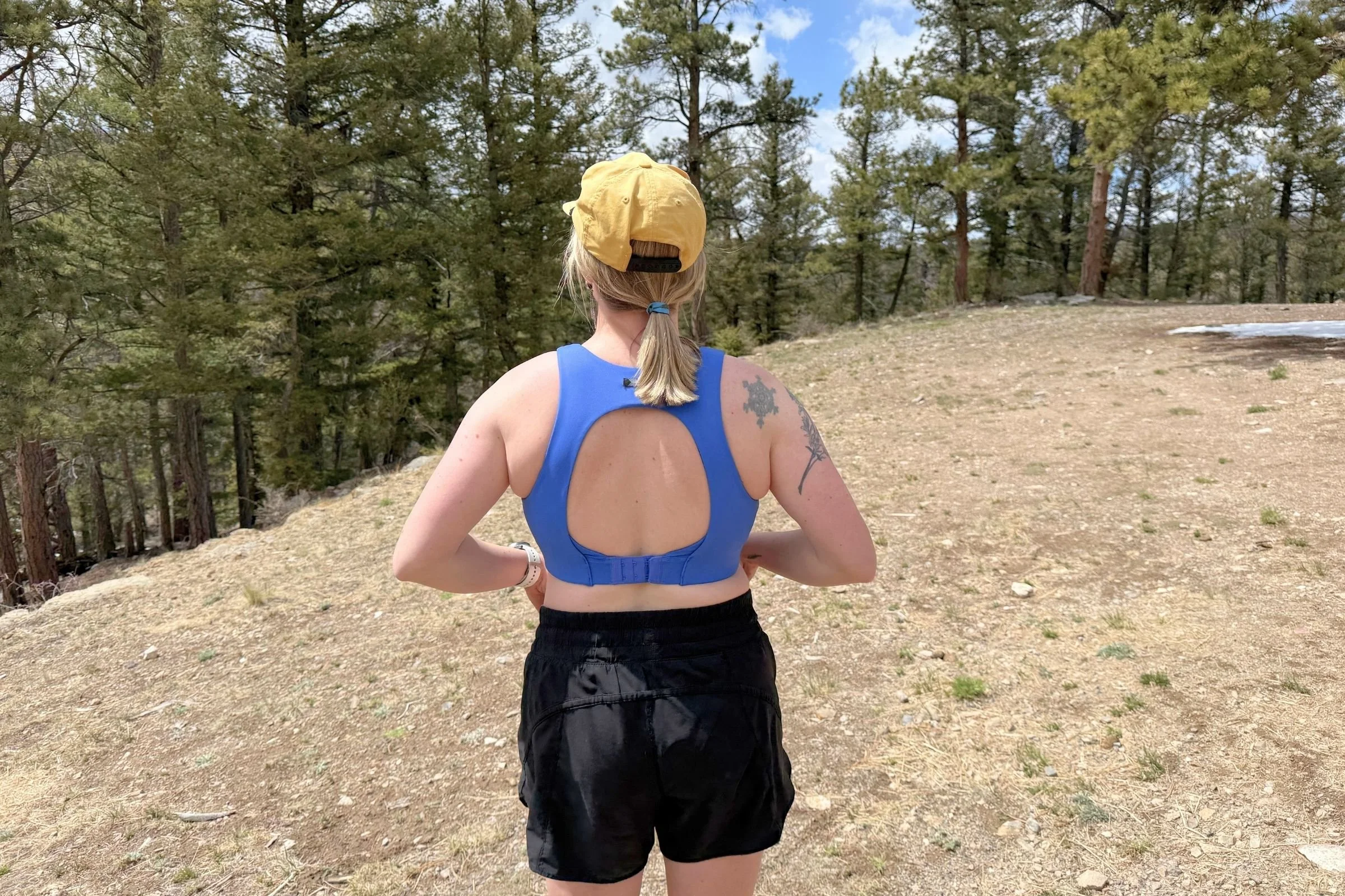 We love the airy open back design on the Oiselle Squared Up bra.