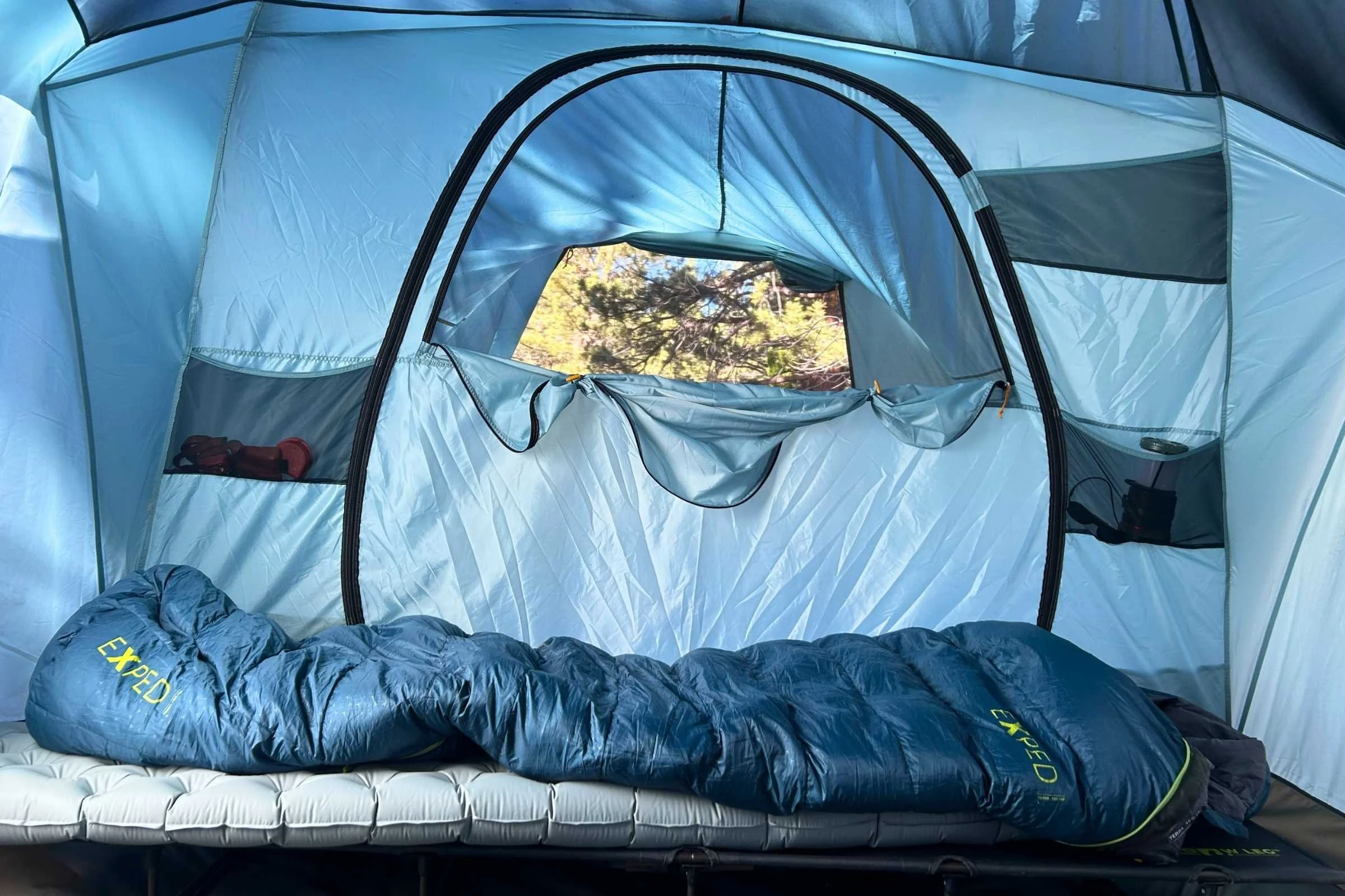 Sleeping on the Sea to Summit Ether Light XR Insulated Air sleeping pad in the REI Westward 6 camping tent.
