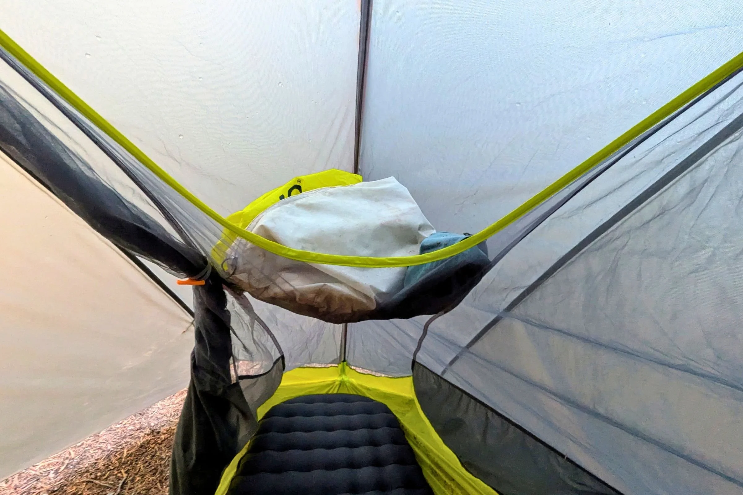 The ceiling pocket of the Big Agnes Tiger Wall UL1 Bikepack Tent