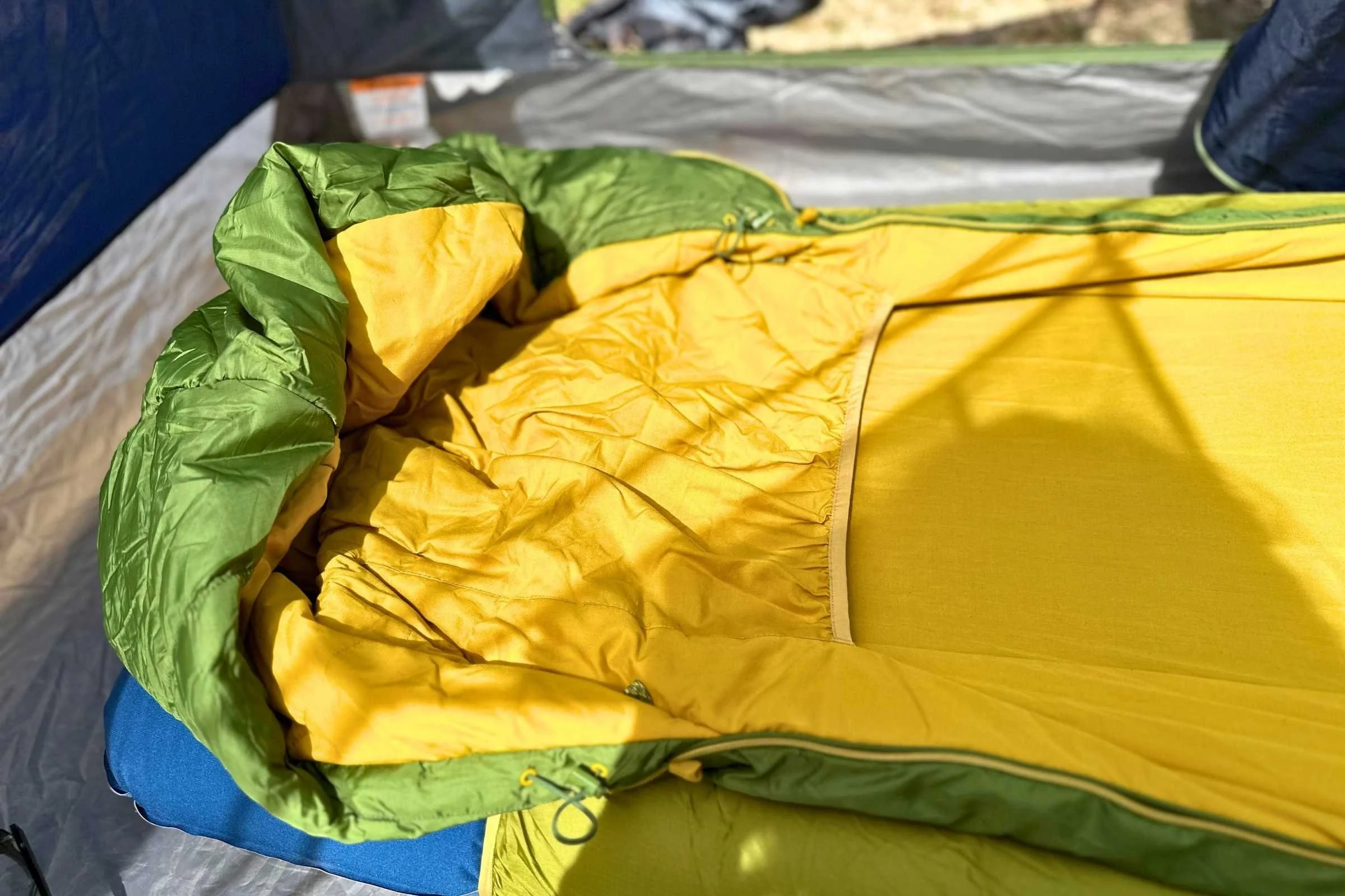 The Big Agnes Echo Park sleeping bag comes with a sleeve to attach to a sleeping pad
