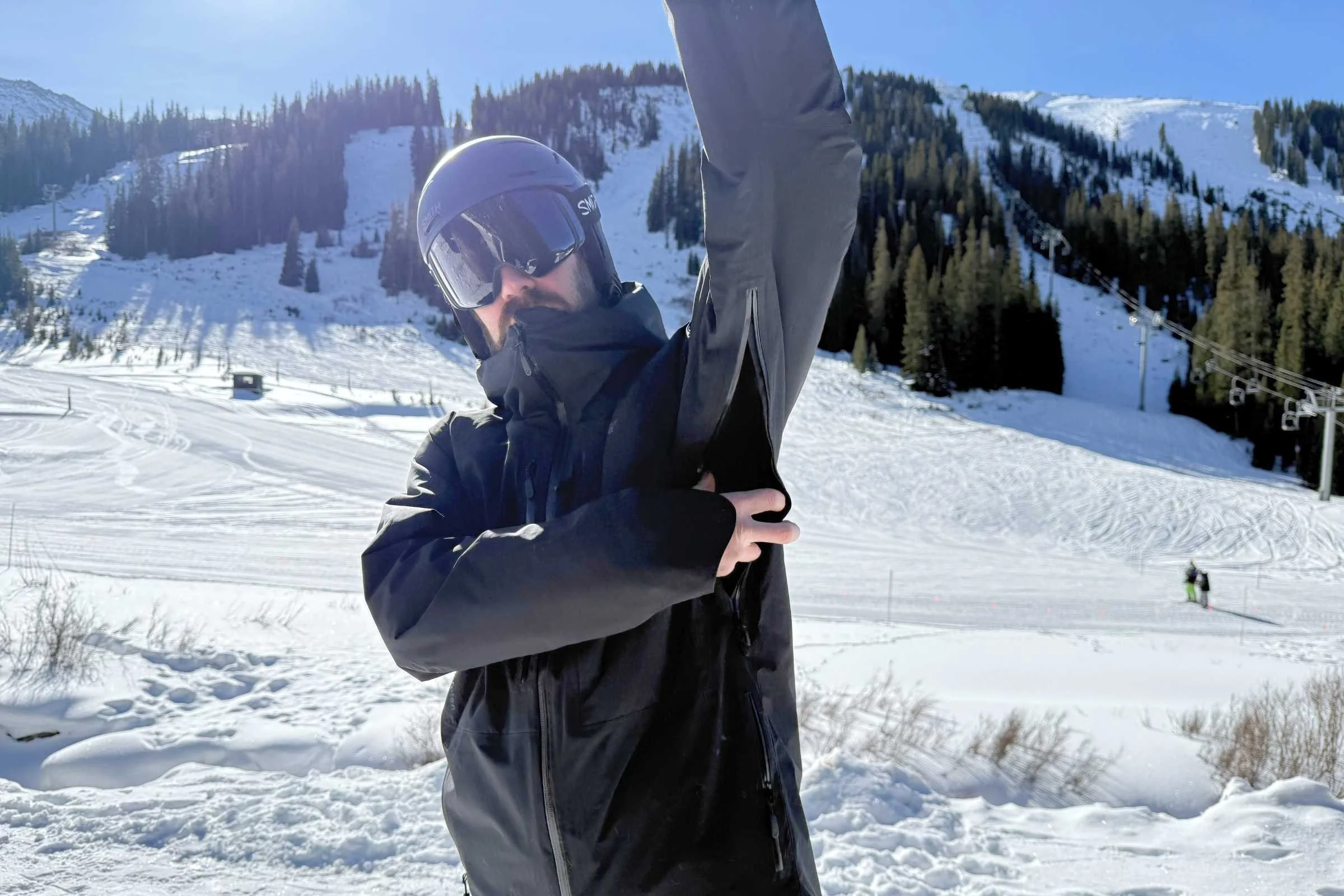 This jacket has pit zips for venting heat, but because it’s insulated it shines with its warmth and less so with its breathability.