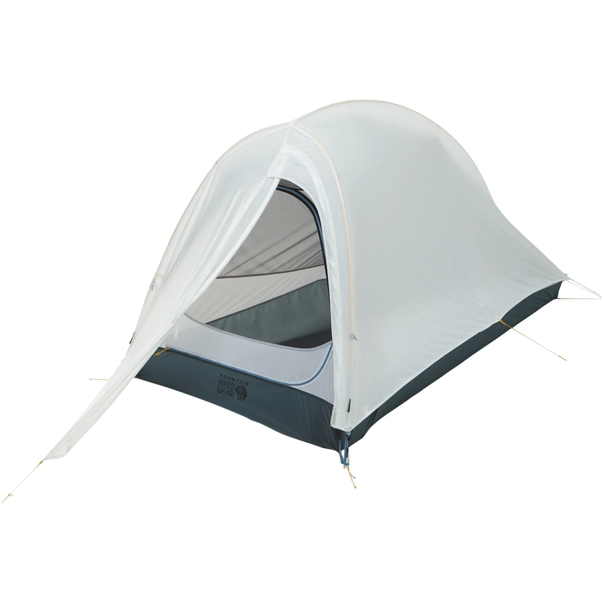 The Mountain Hardwear Nimbus UL 1 backpacking tent with rainfly on