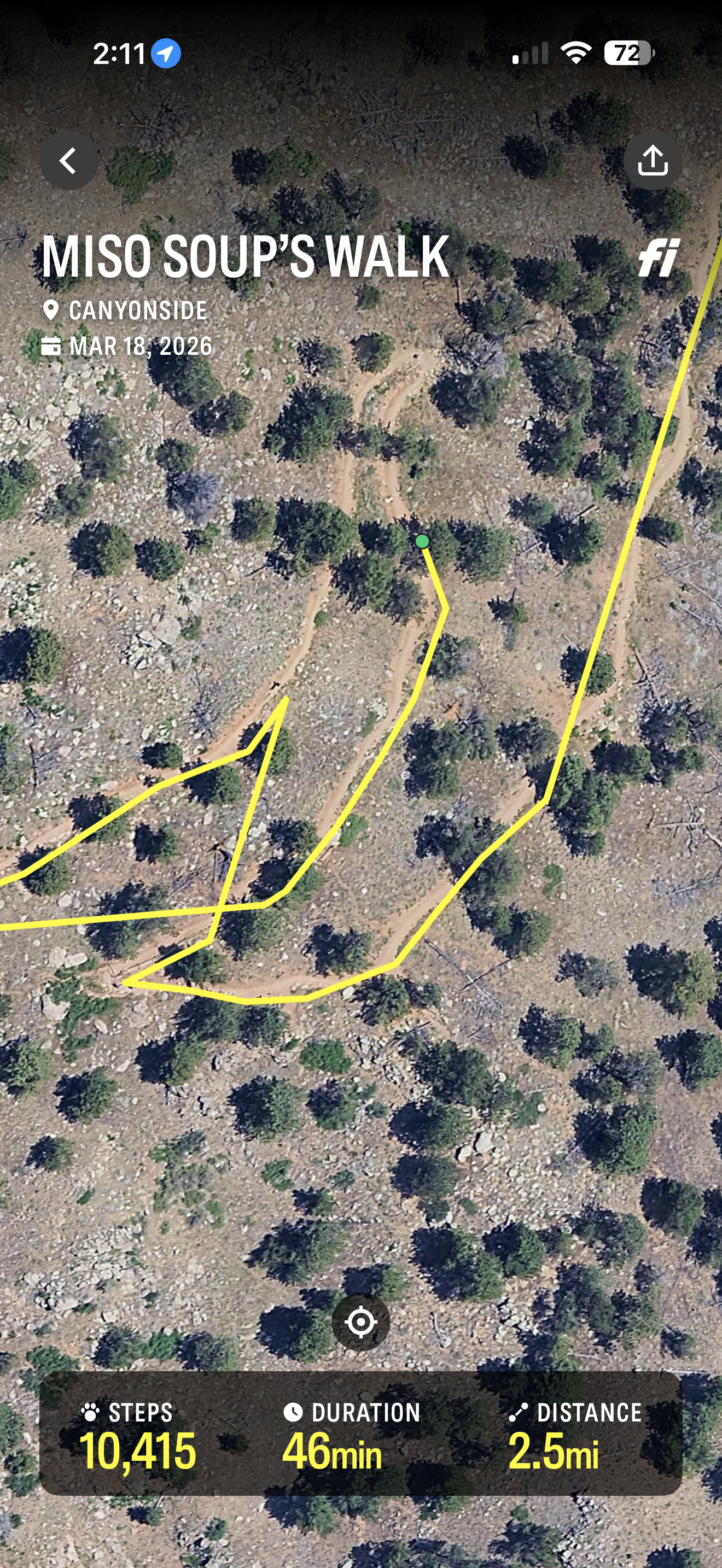 Screenshot of Fi app on the same switchback as before, though some data is missing