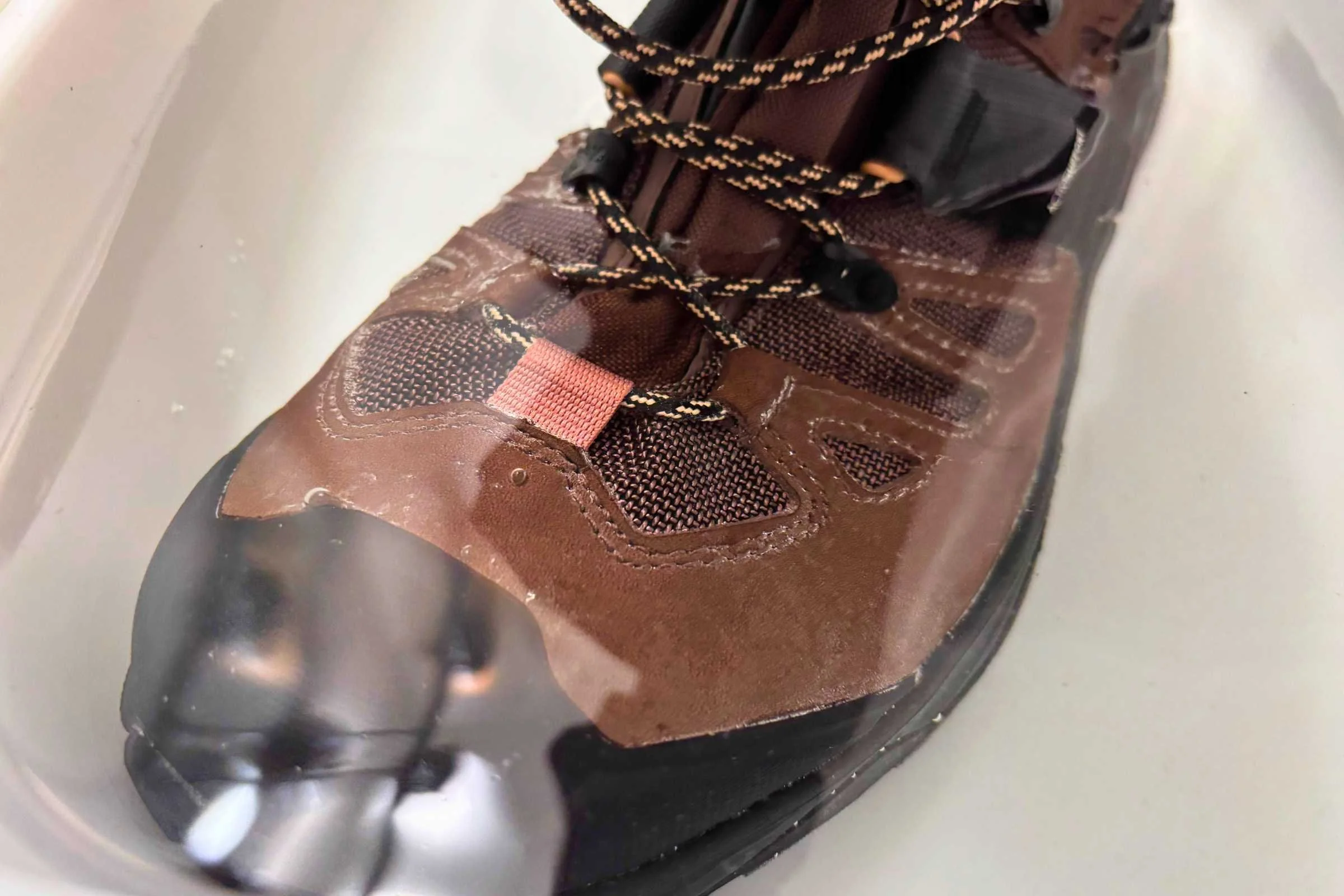 Waterproof testing hiking boots