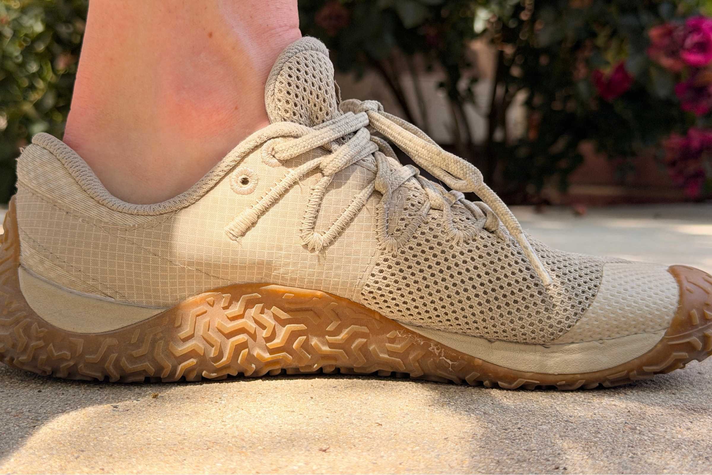 Seen from the side, the Merrell Trail Glove 7 instep rises well above the sole of the shoe. Photo courtesy Maggie Nichols